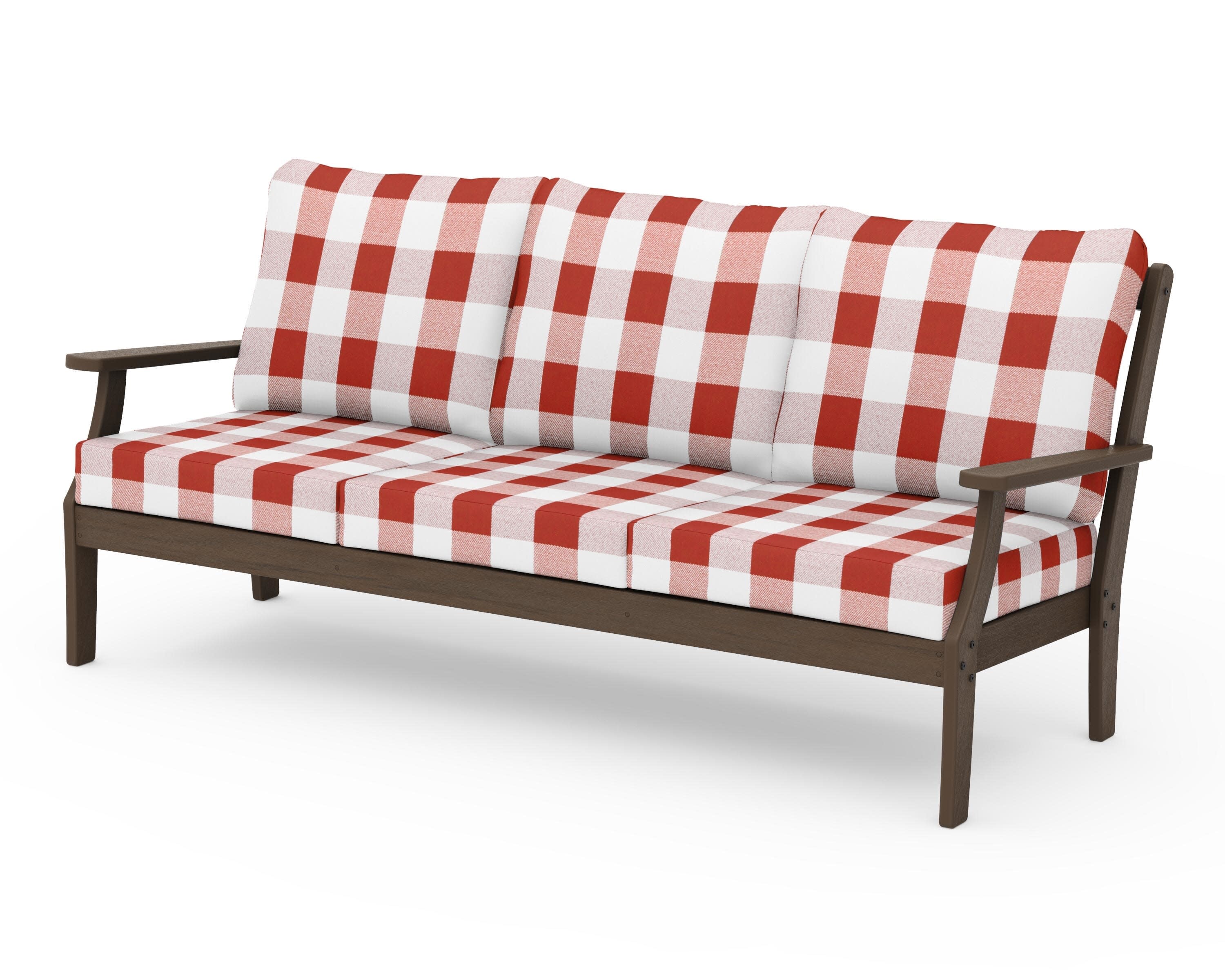 Braxton Deep Seating Sofa in Kona / Buffalo Plaid Crimson