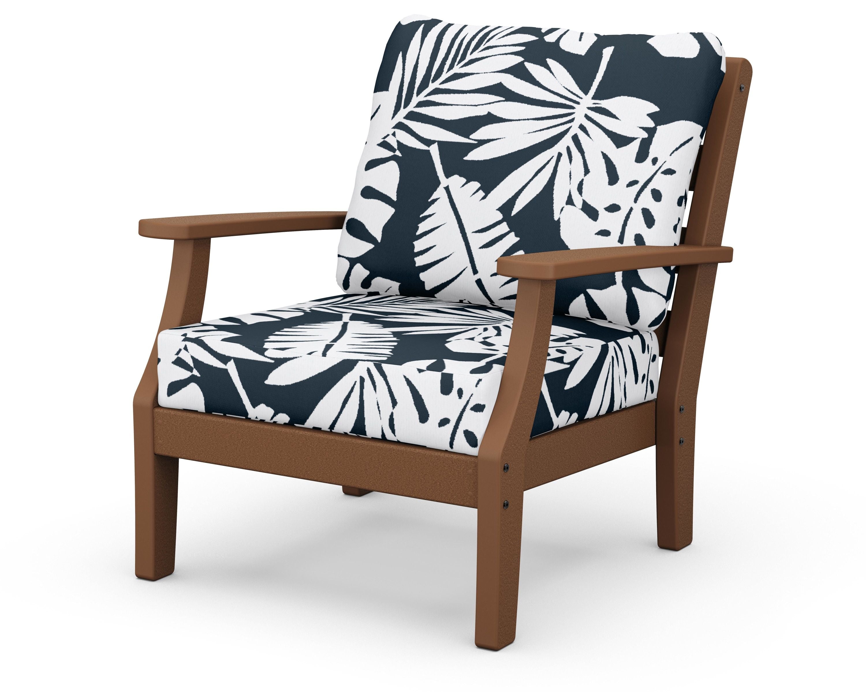 Chesapeake Deep Seating Chair in Teak / Leaf Marine Indigo