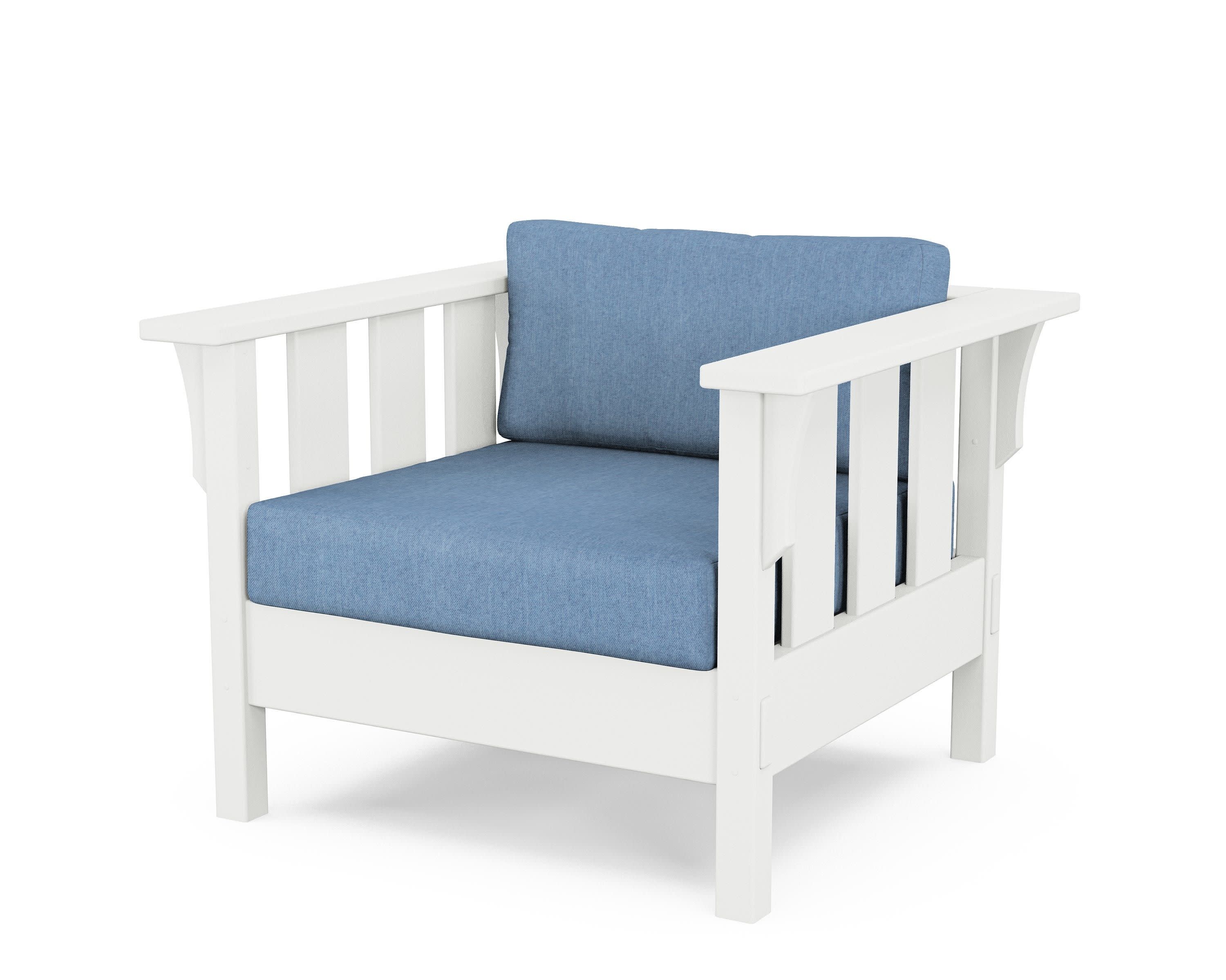 Acadia Deep Seating Chair in White / Sky Blue