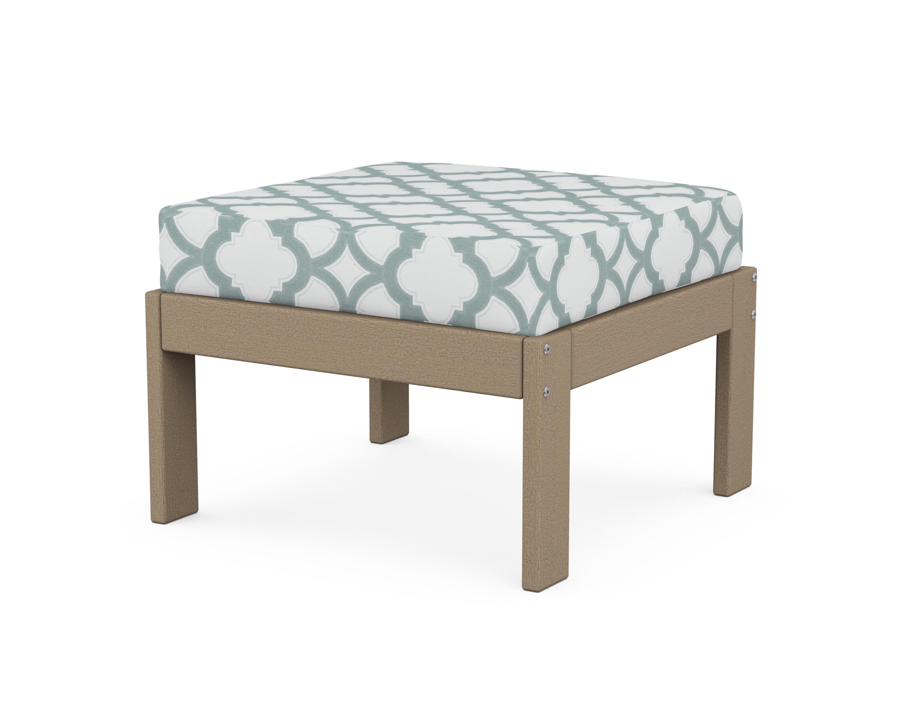 Vineyard Modular Ottoman in Vintage Sahara / Trellis Glacier Spa