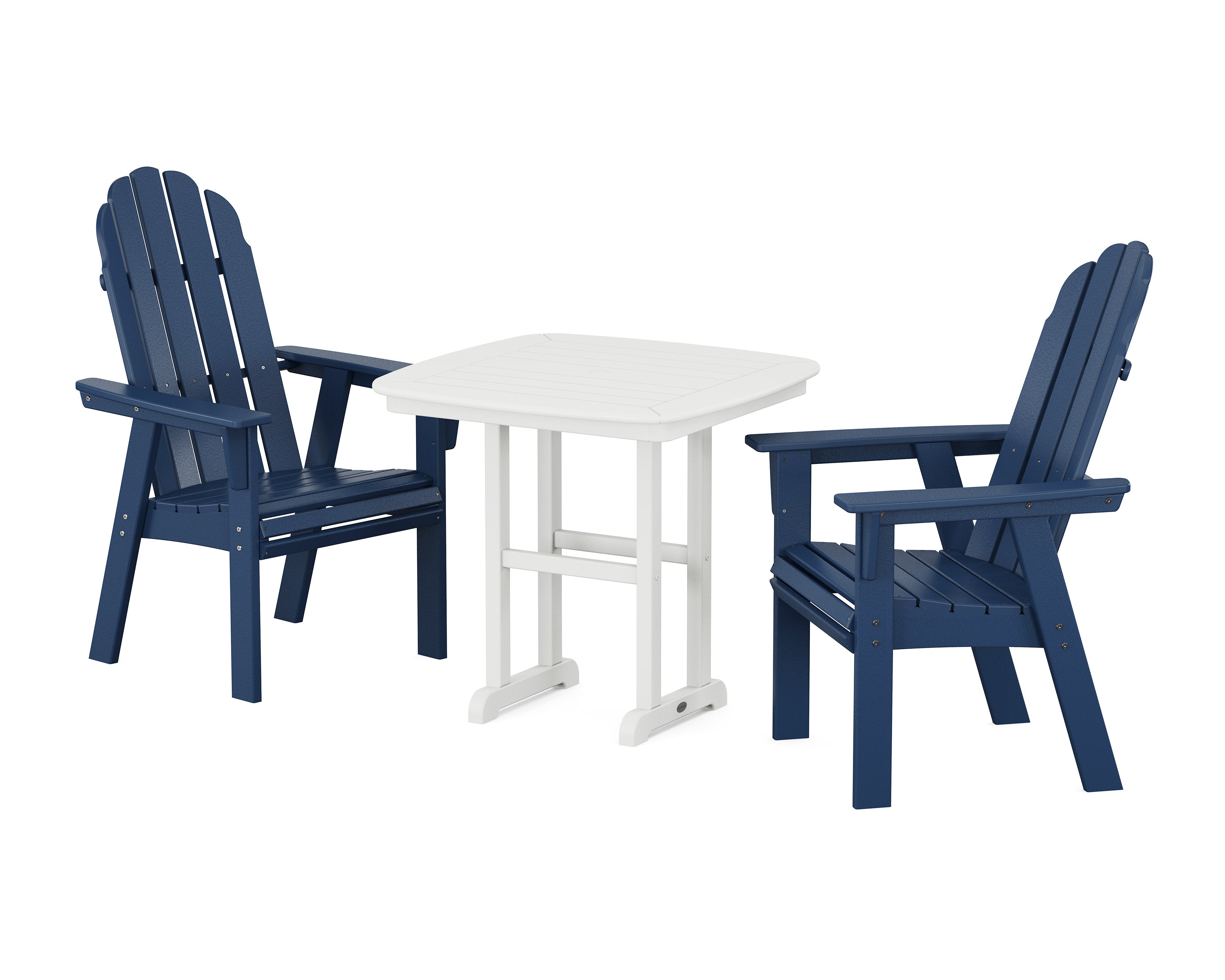 Vineyard Adirondack 3-Piece Dining Set in Navy / White