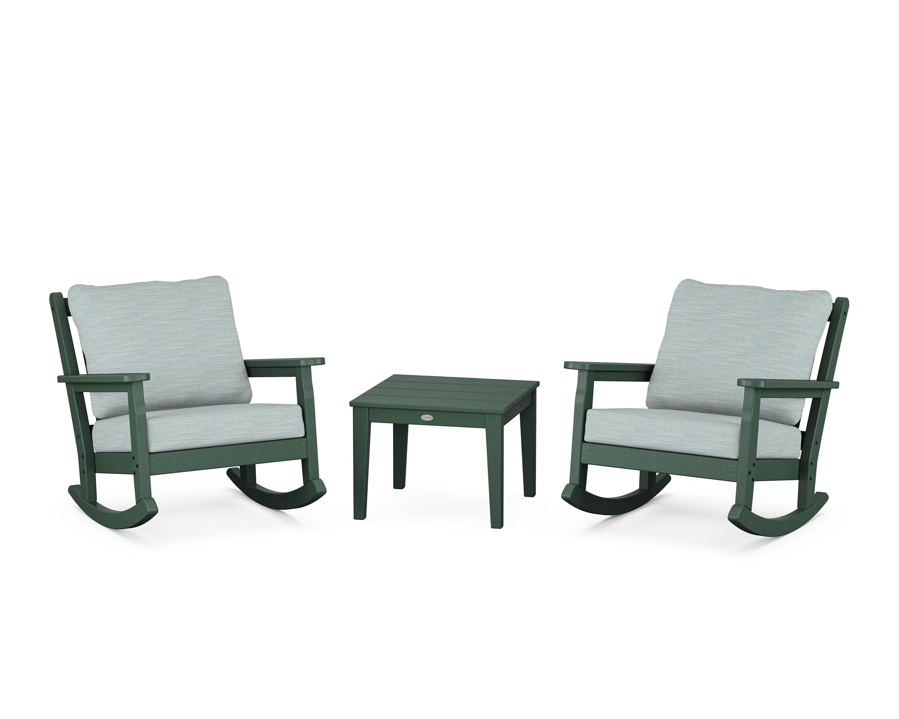 Chippendale 3-Piece Deep Seating Rocker Set in Green / Soothe Mist