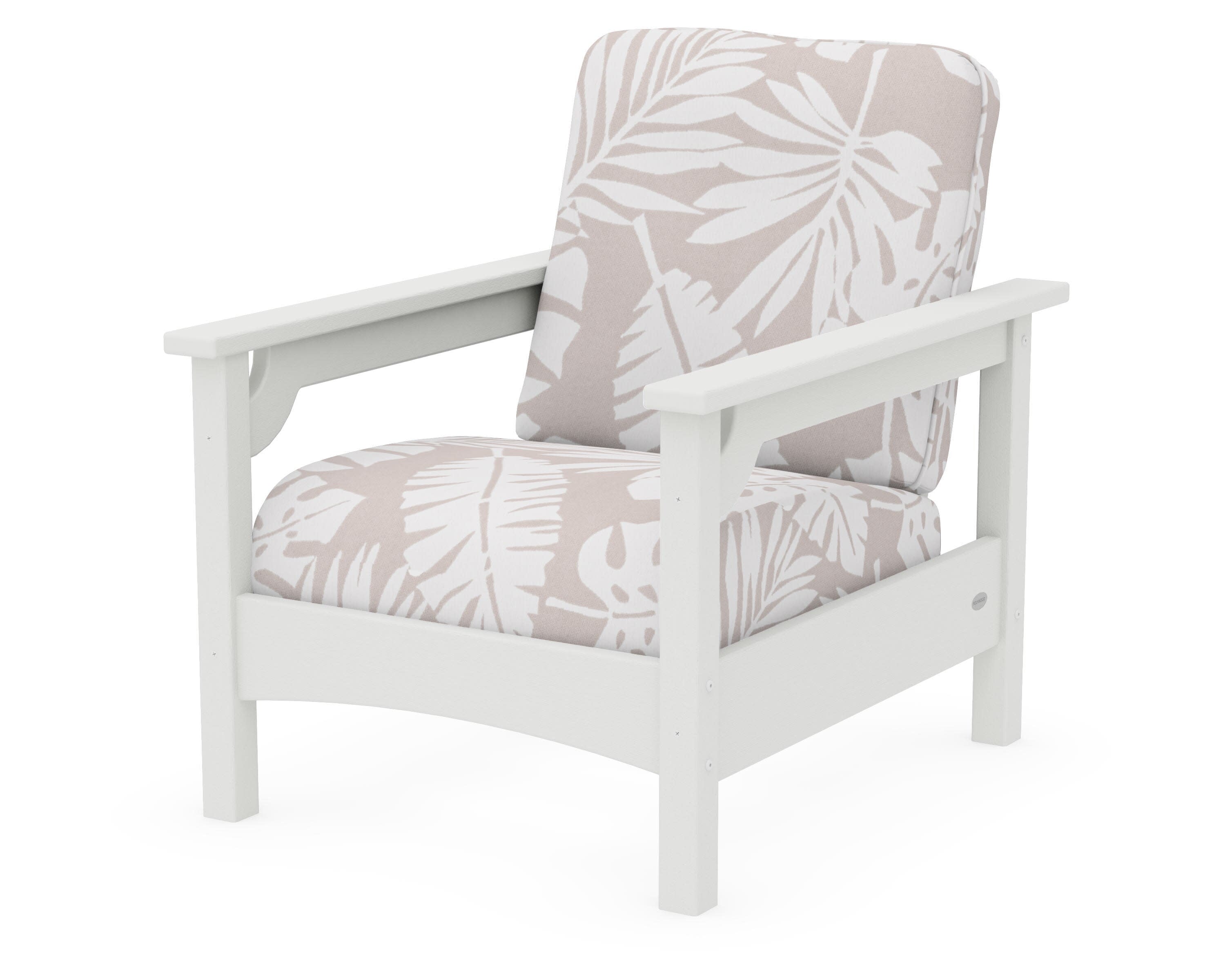 Club Chair in Vintage White / Leaf Dune Burlap