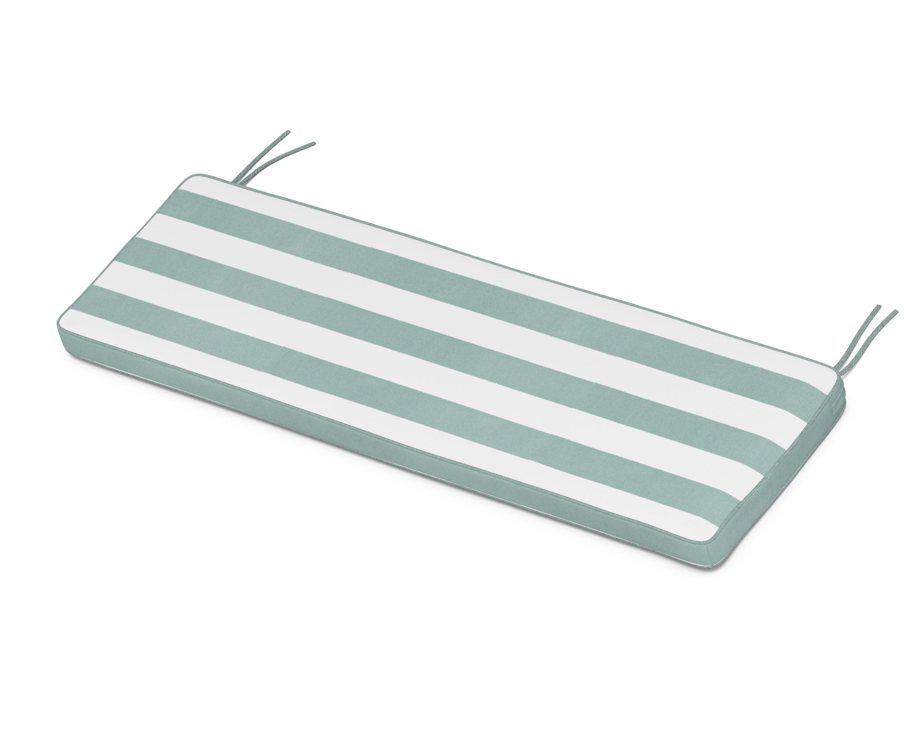 Chinoiserie Bench Seat Cushion in Cabana Stripe Glacier Spa