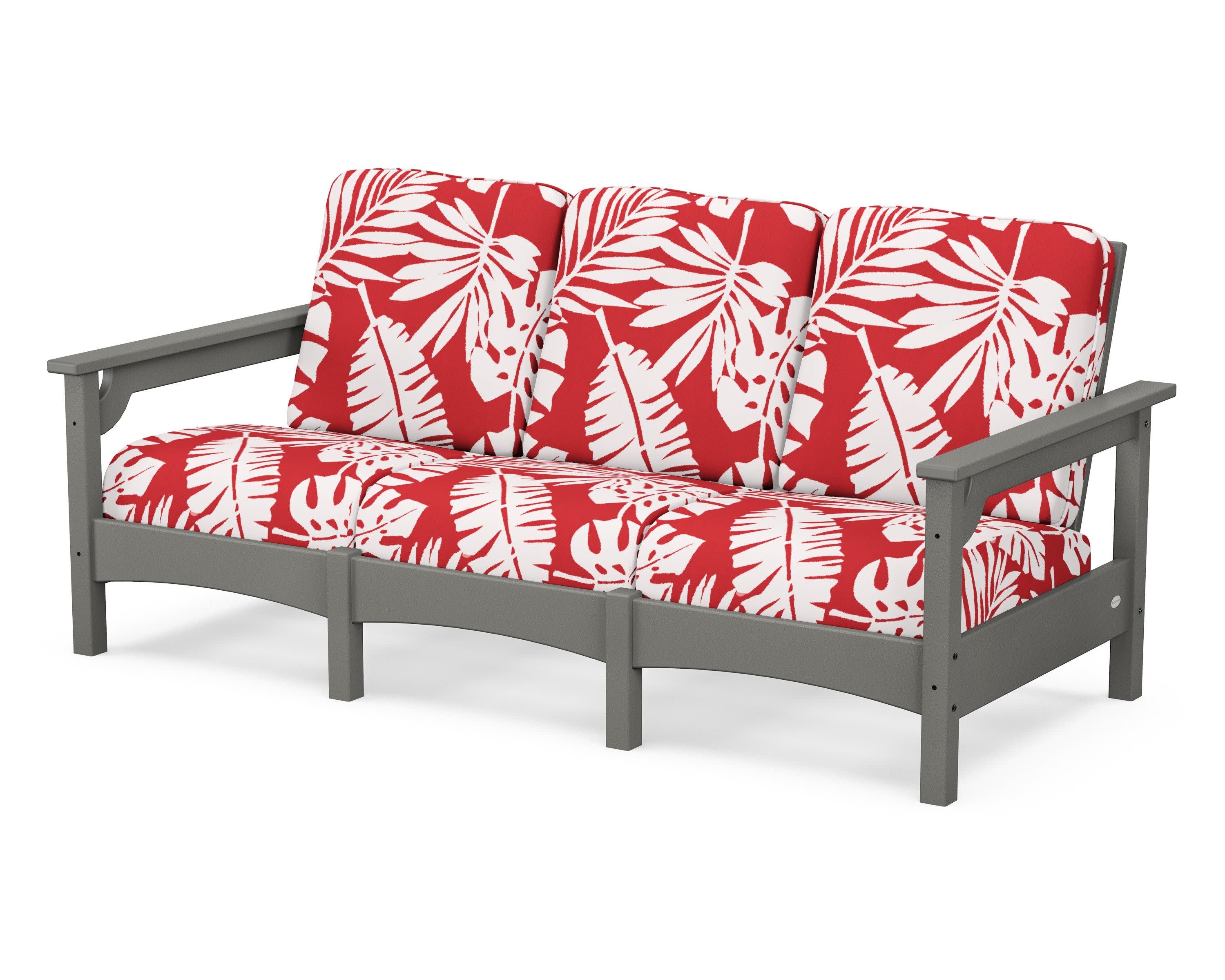 Club Sofa in Slate Grey / Leaf Crimson