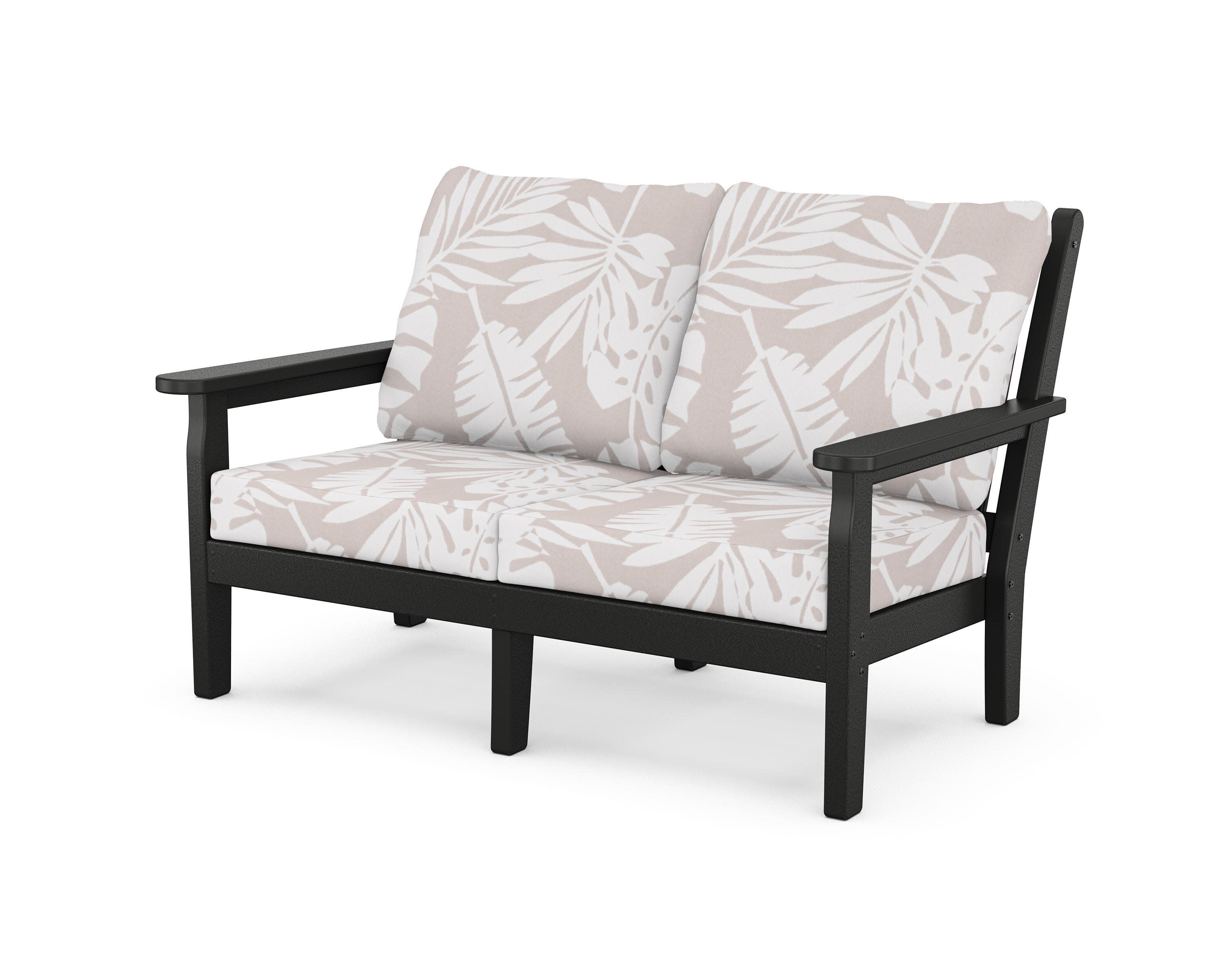 Chippendale Deep Seating Loveseat in Black / Leaf Dune Burlap