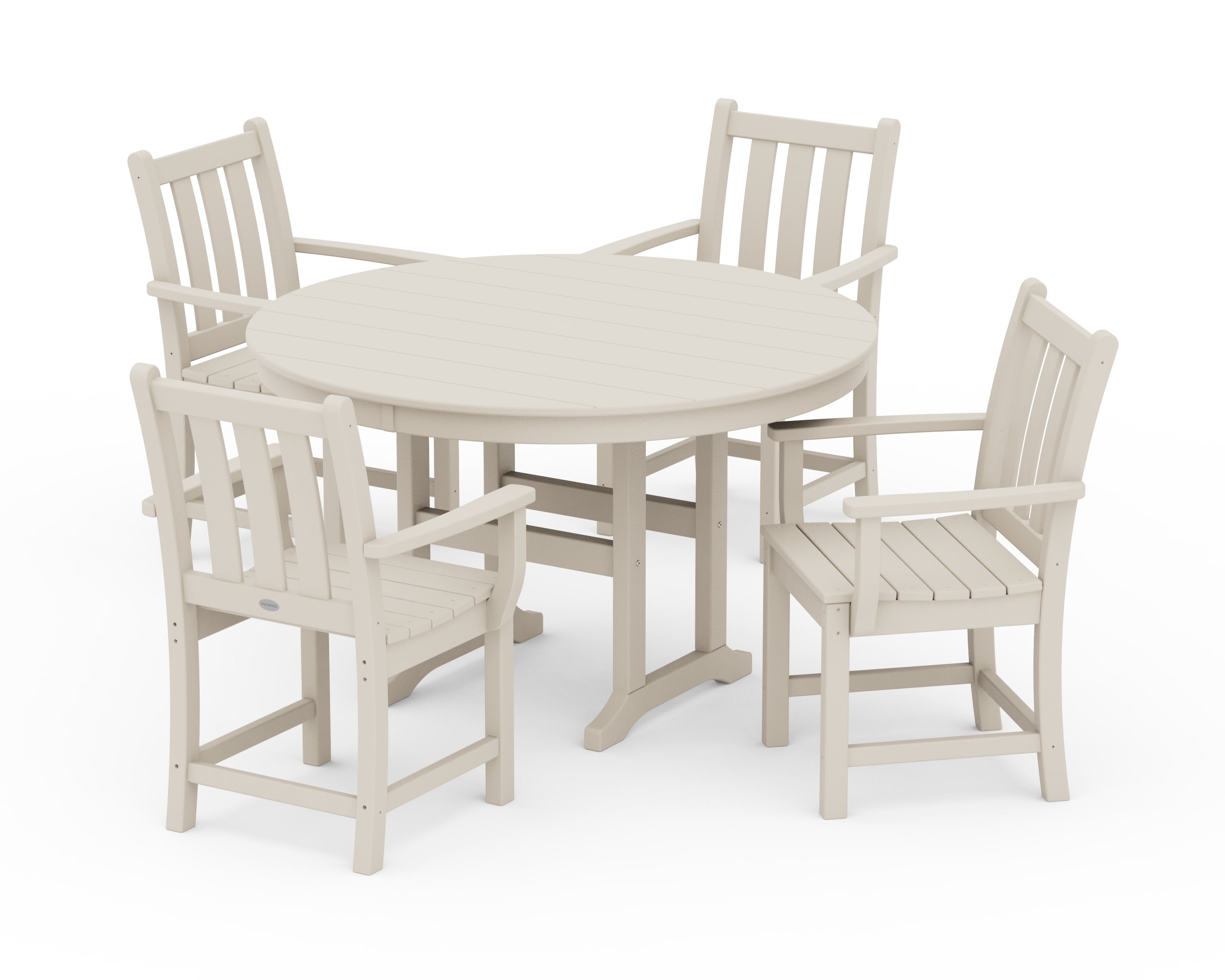 Traditional Garden 5-Piece Round Farmhouse Dining Set in Sand