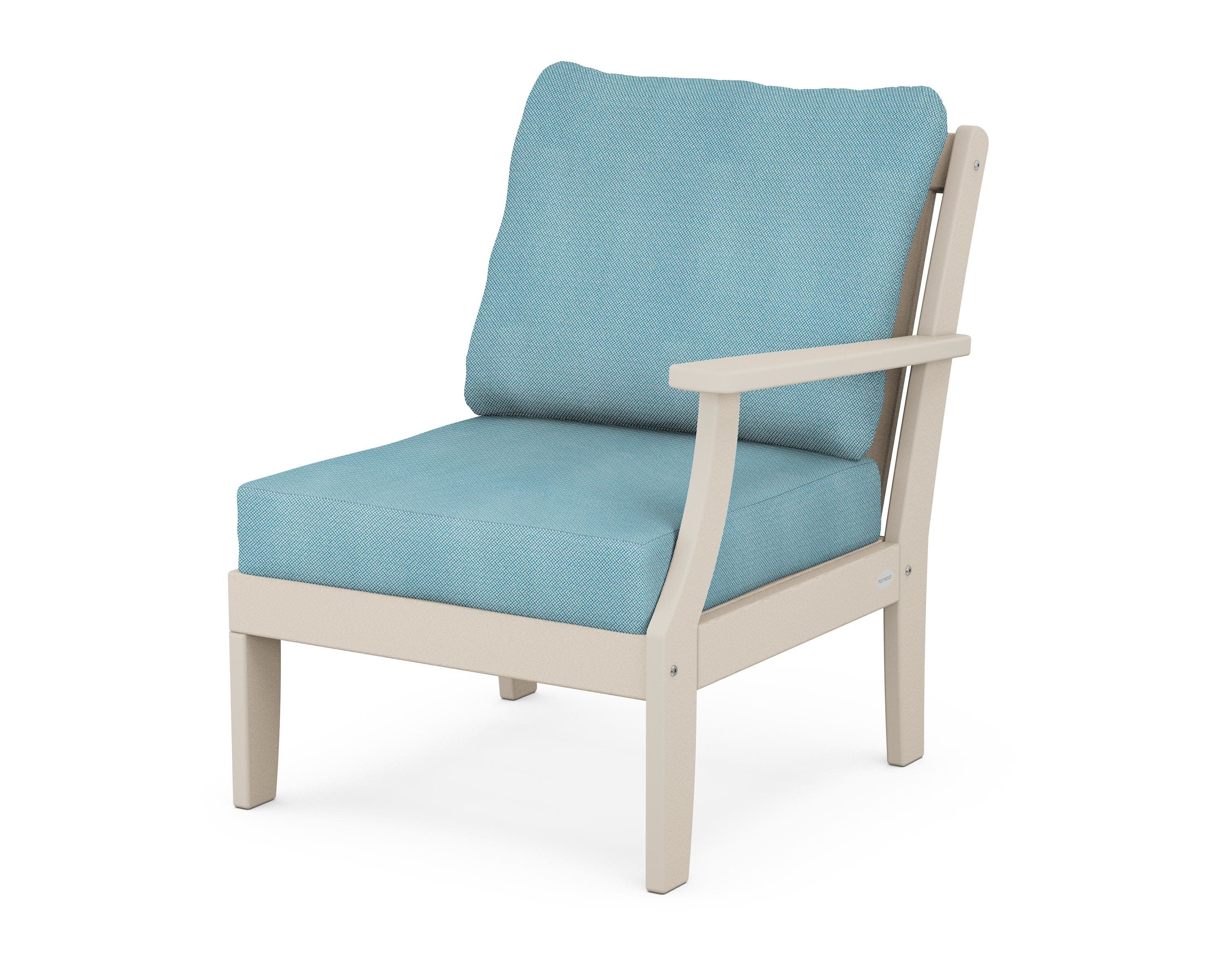Braxton Modular Right Arm Chair in Sand / Lattice Sky Blue