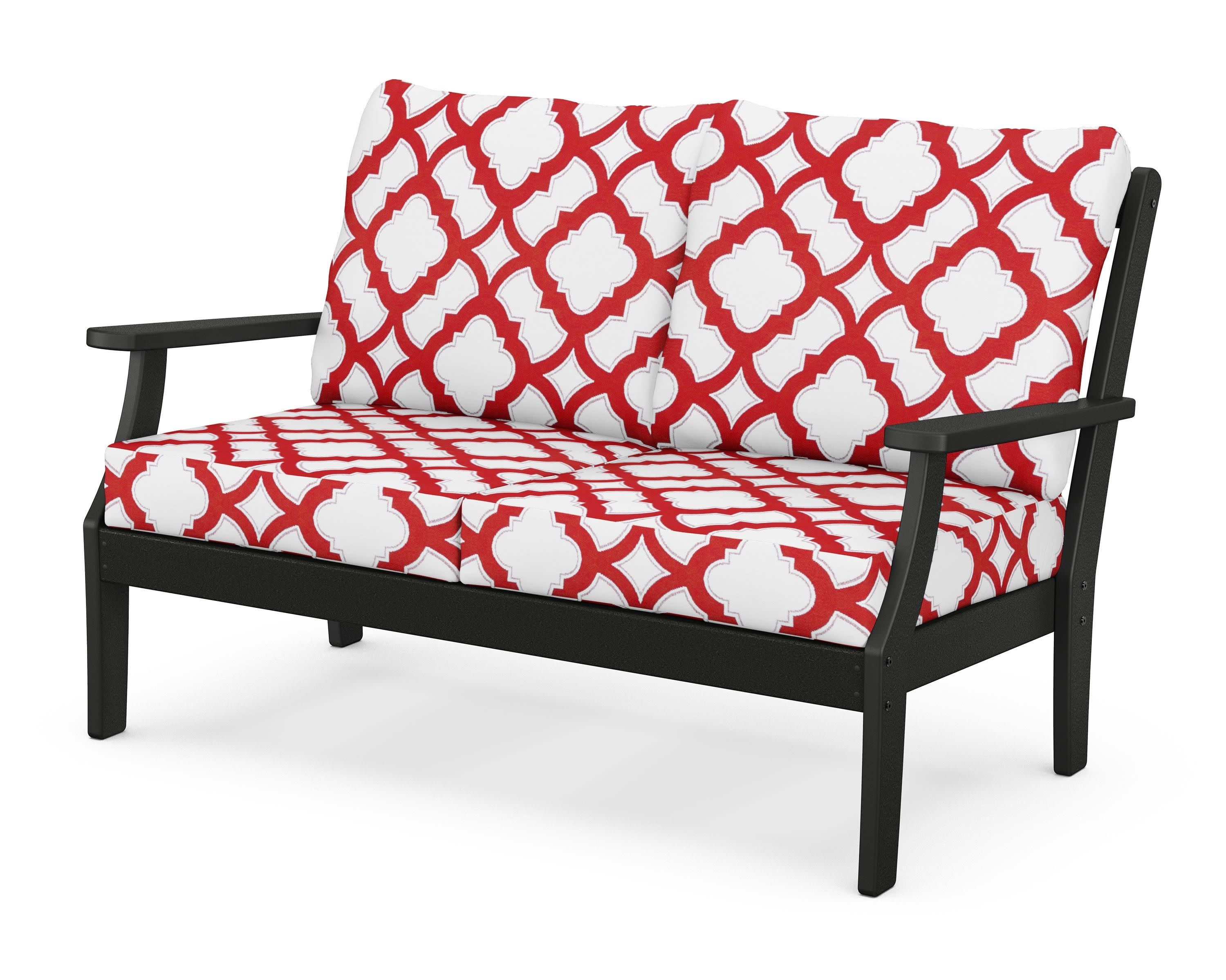 Braxton Deep Seating Loveseat in Black / Trellis Crimson