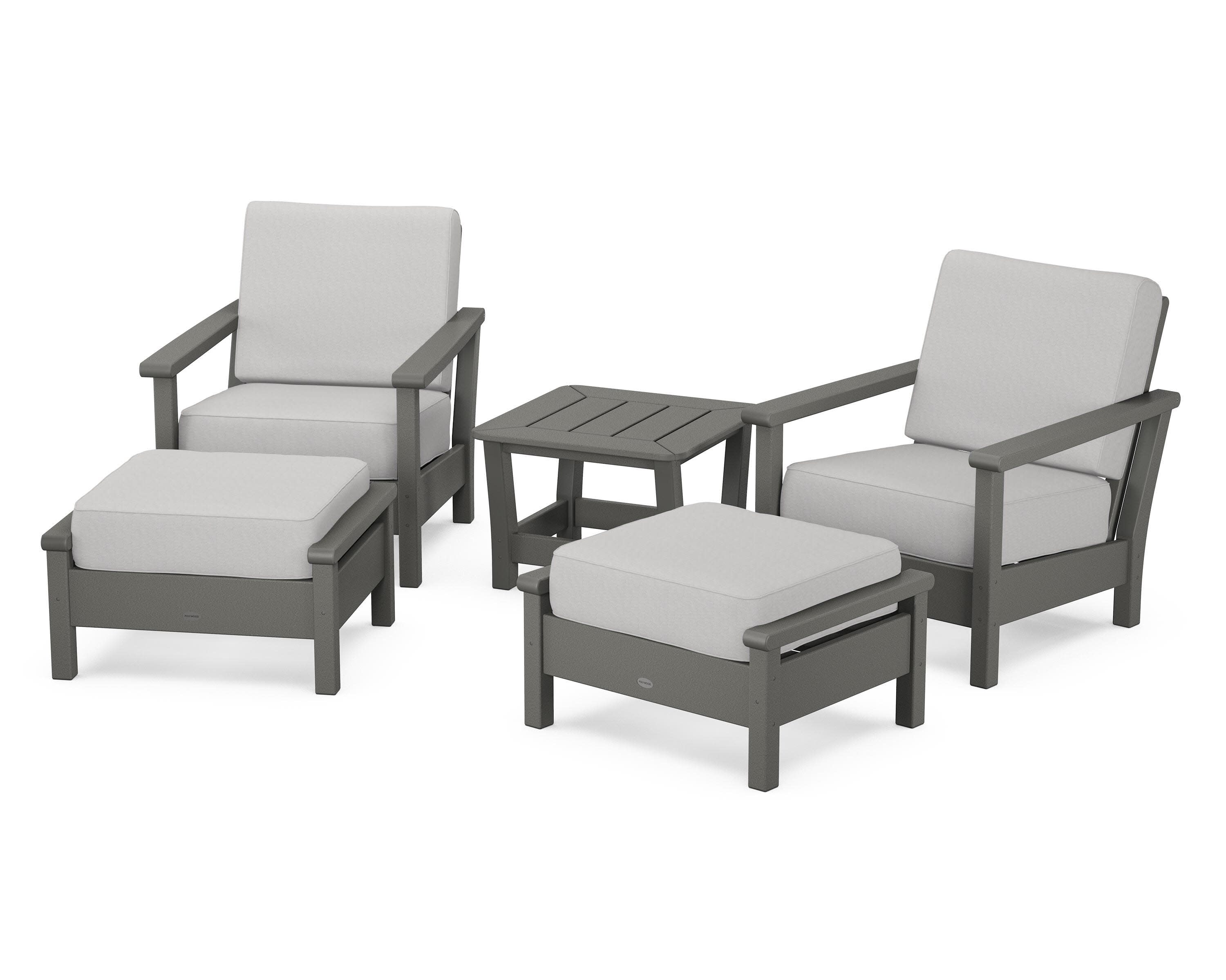 Harbour 5-Piece Deep Seating Chair Set in Slate Grey / Diamond in the Rough