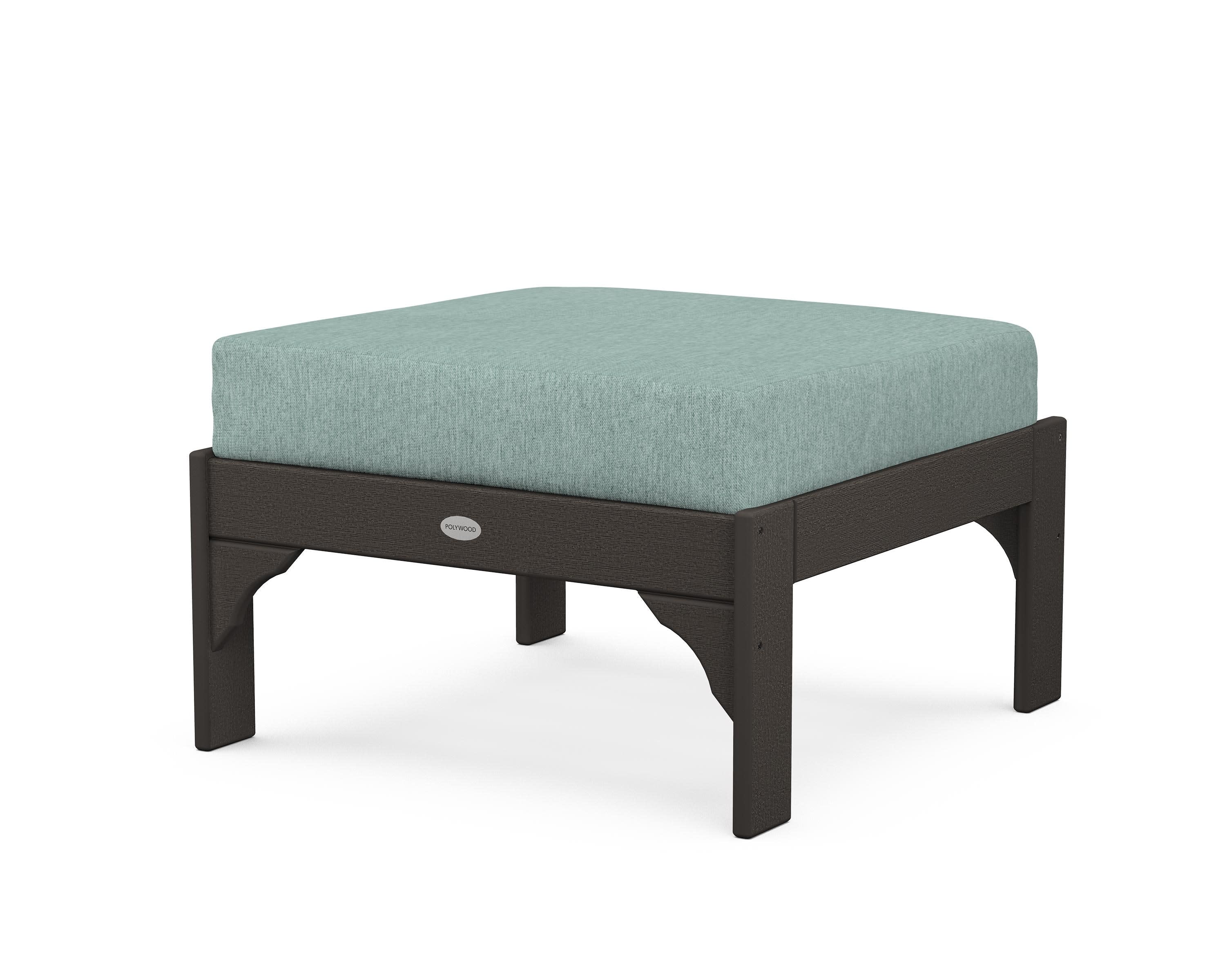 Vineyard Deep Seating Ottoman in Vintage Coffee / Glacier Spa