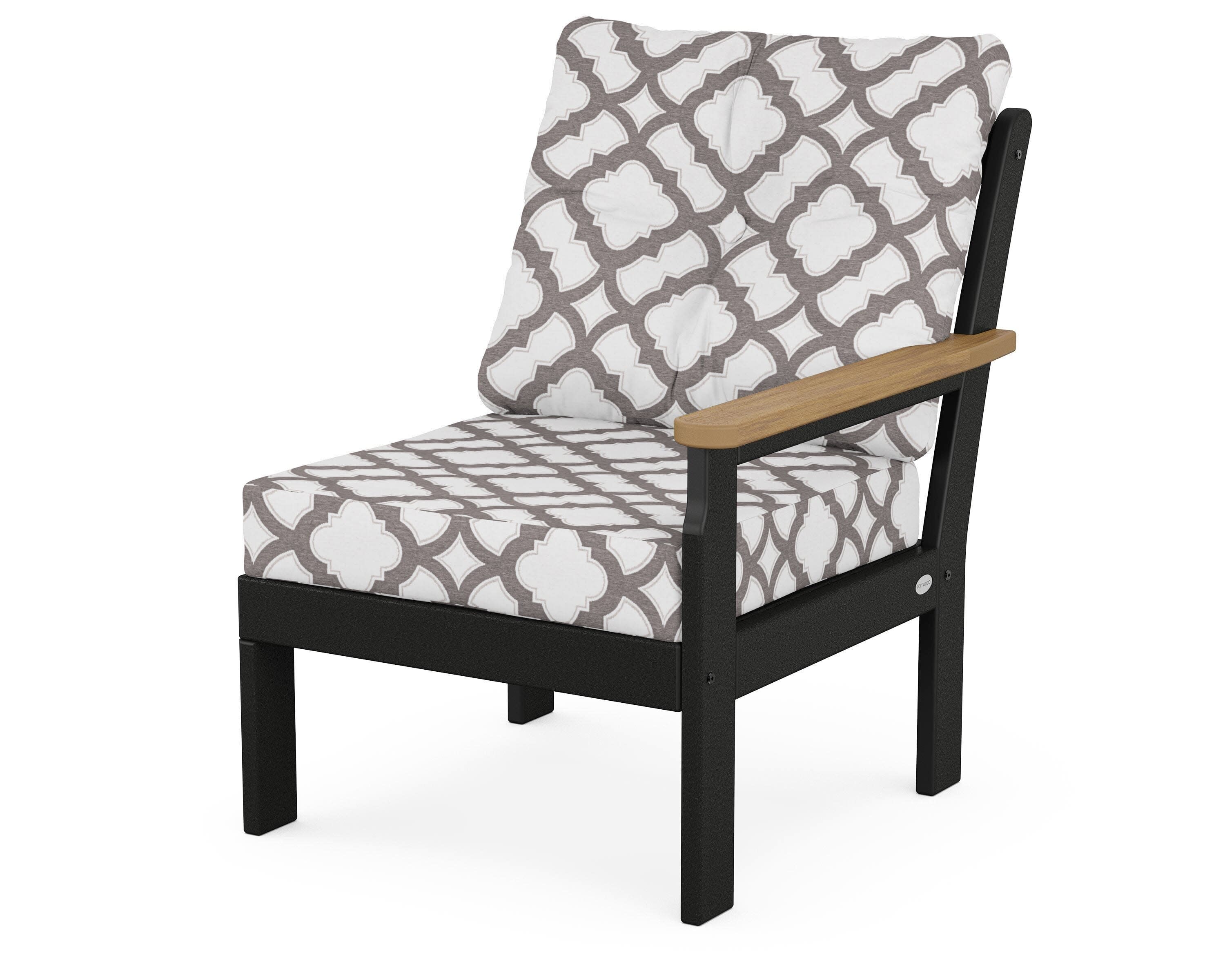 Vineyard Modular Right Arm Chair in Black / Natural / Trellis Grey Mist