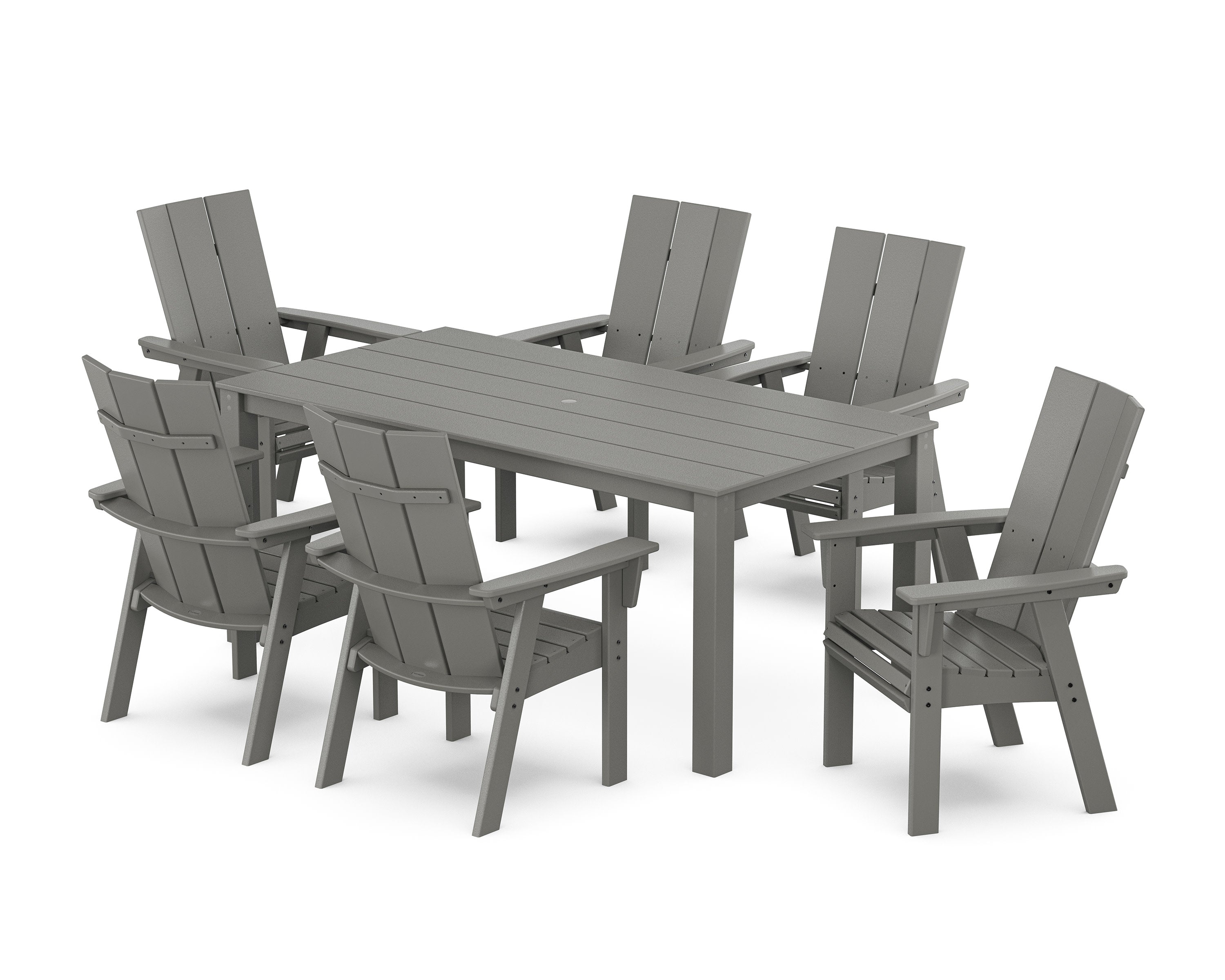 Modern Curveback Adirondack 7-Piece Parsons Dining Set in Slate Grey