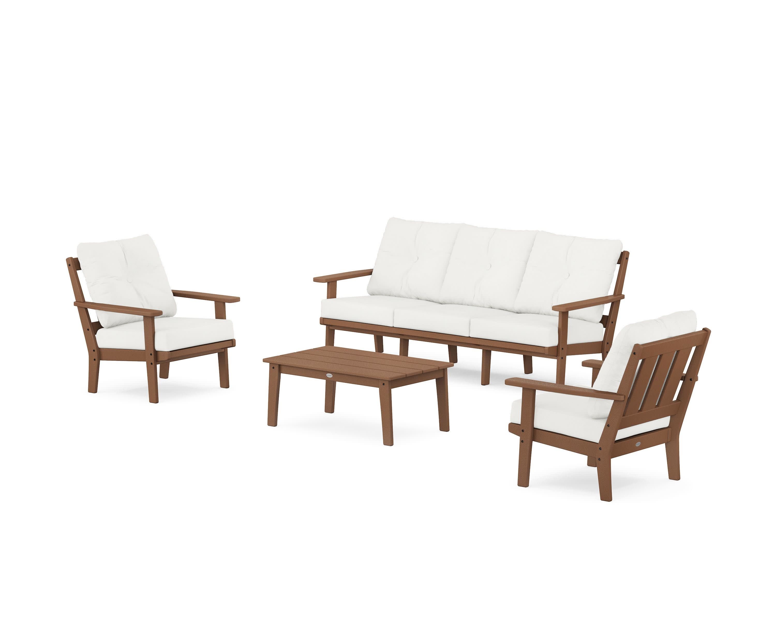 Oxford 4-Piece Deep Seating Set with Sofa in Teak / Natural Linen