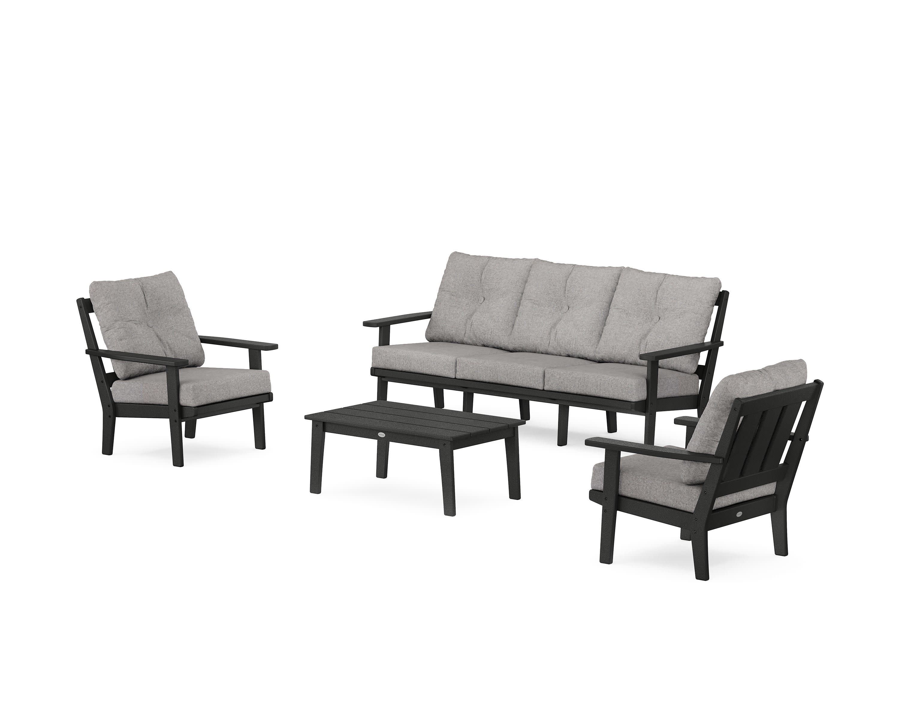 Oxford 4-Piece Deep Seating Set with Sofa in Black / Grey Mist