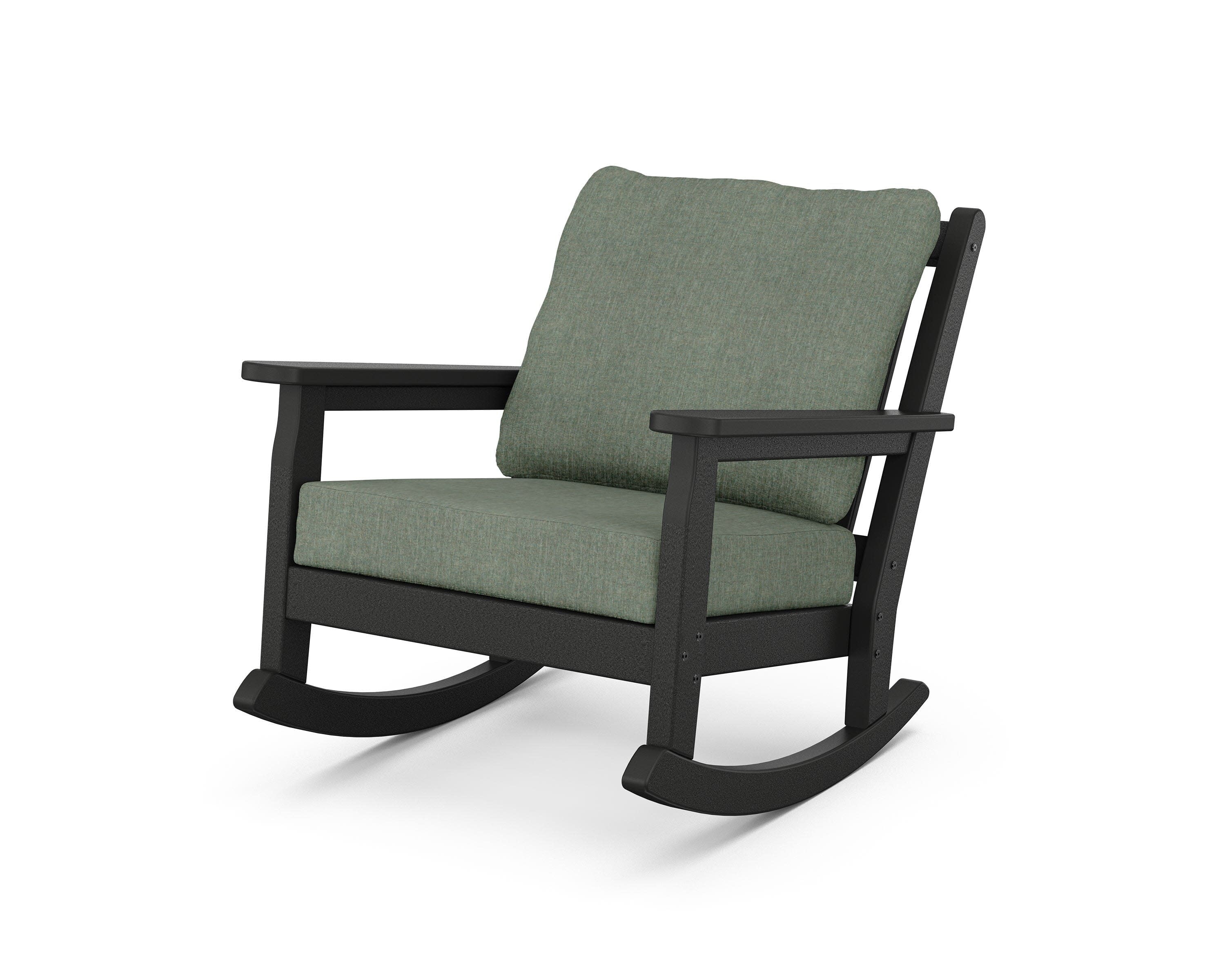 Chippendale Deep Seating Rocking Chair in Black / Cast Sage
