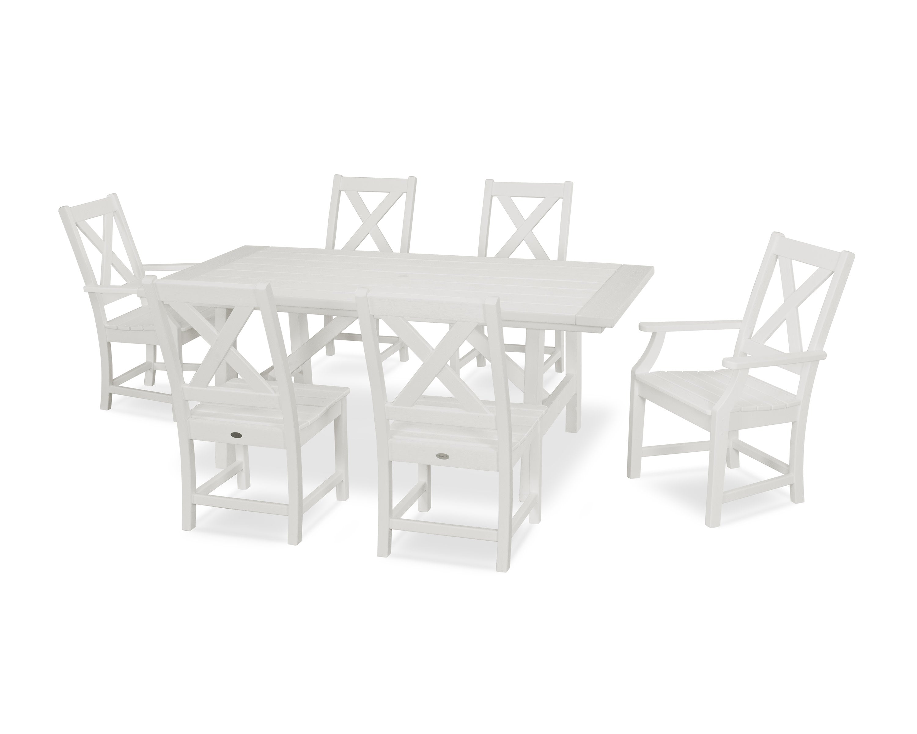 Braxton 7-Piece Rustic Farmhouse Dining Set in Vintage White