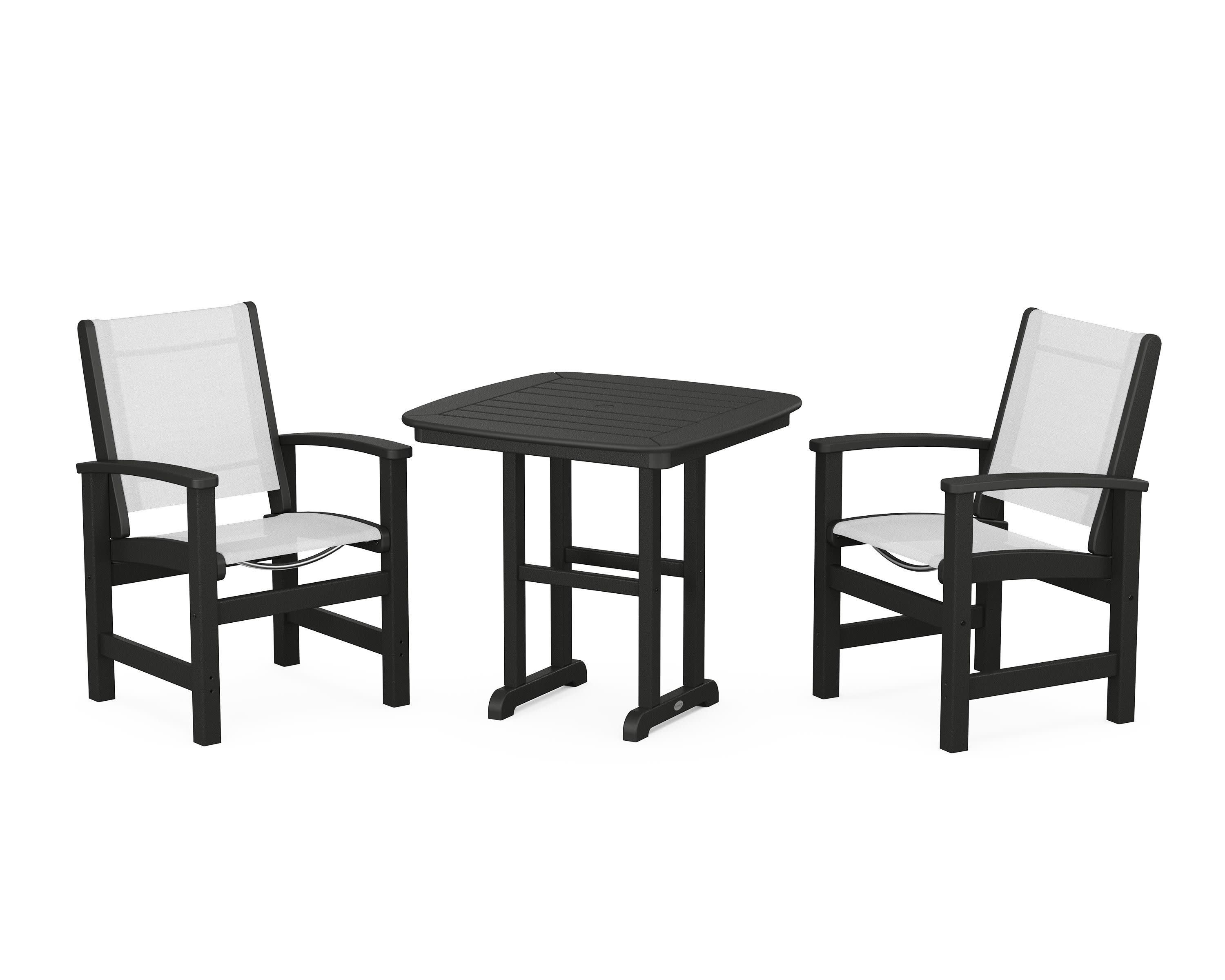 Coastal 3-Piece Dining Set in Black / White Sling