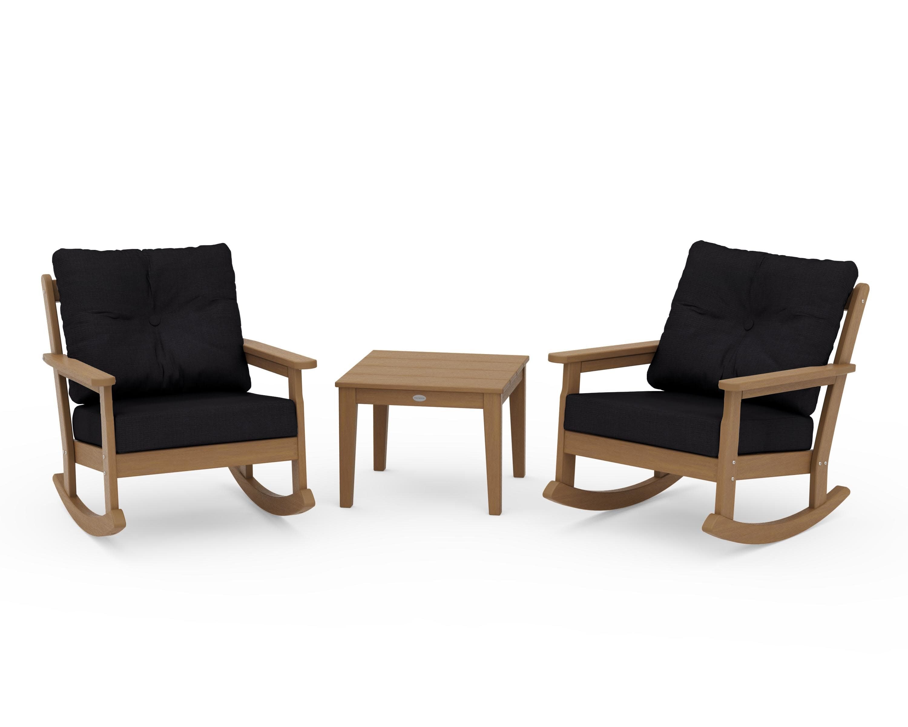 Vineyard 3-Piece Deep Seating Rocker Set in Natural / Midnight Linen