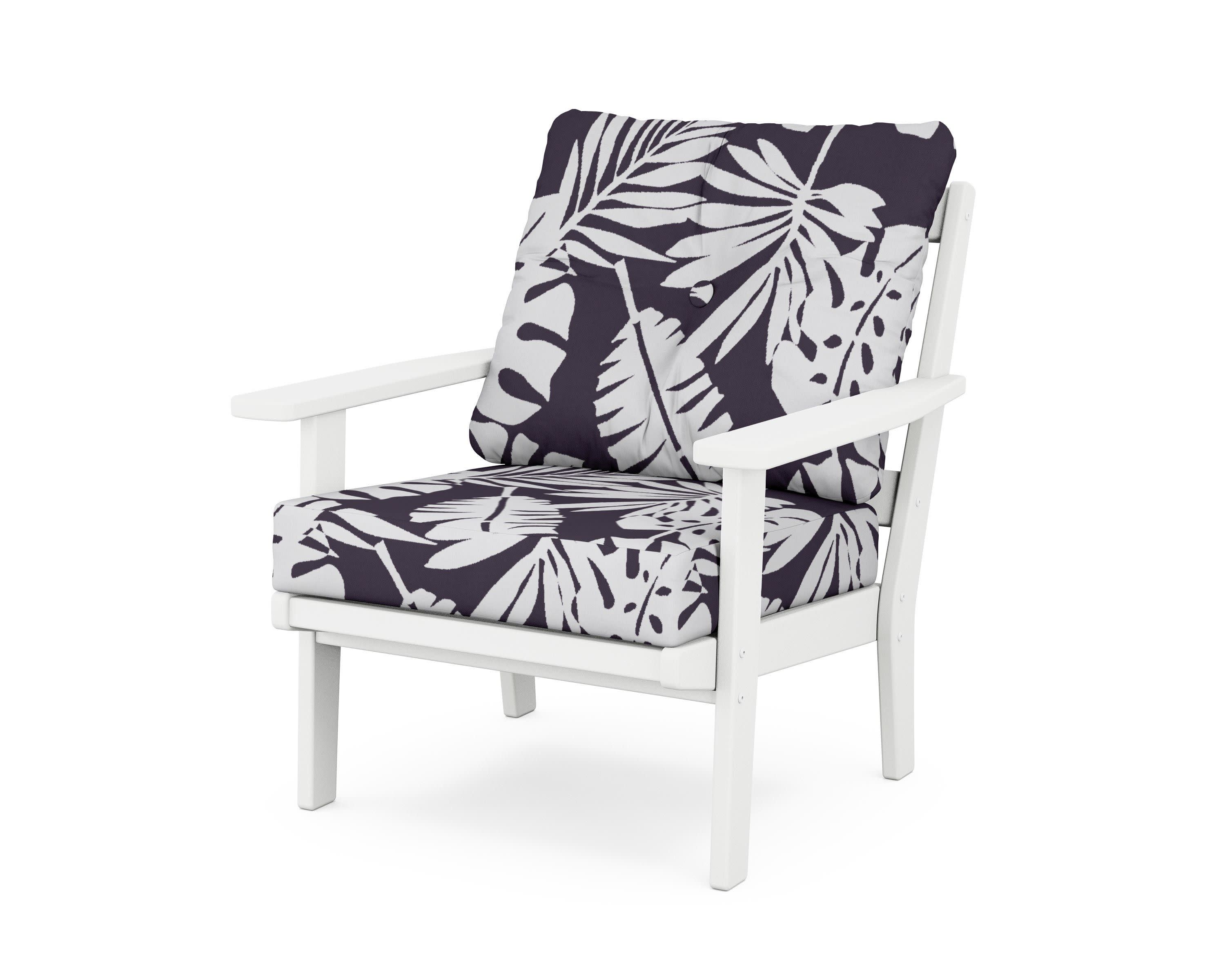 Oxford Deep Seating Chair in White / Leaf Navy