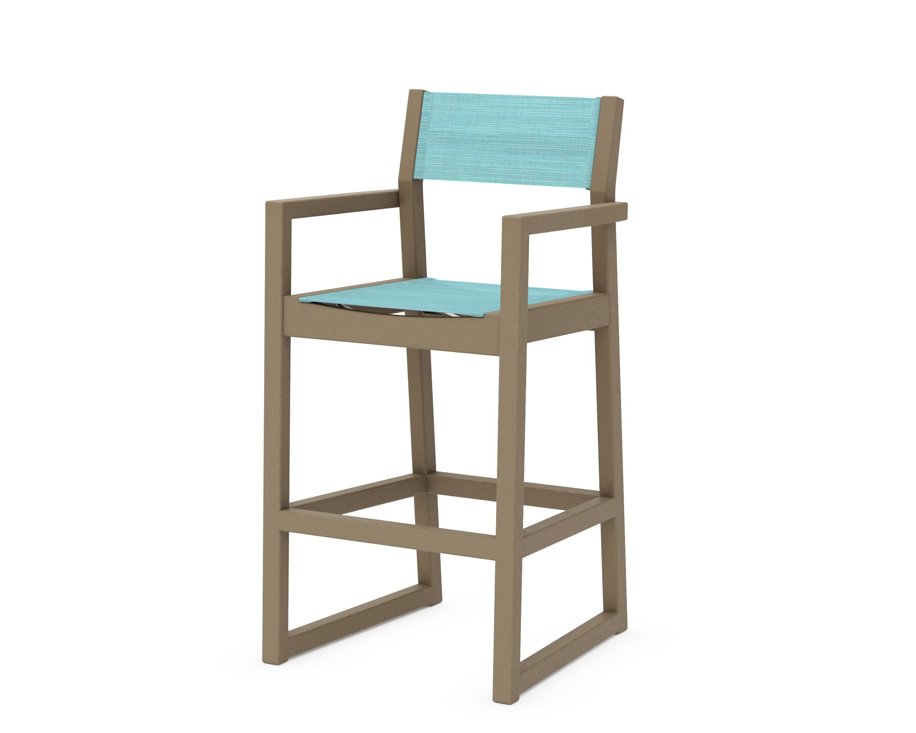 EDGE Sling Bar Arm Chair in Vintage Sahara / Dupioni Aquamarine Sling