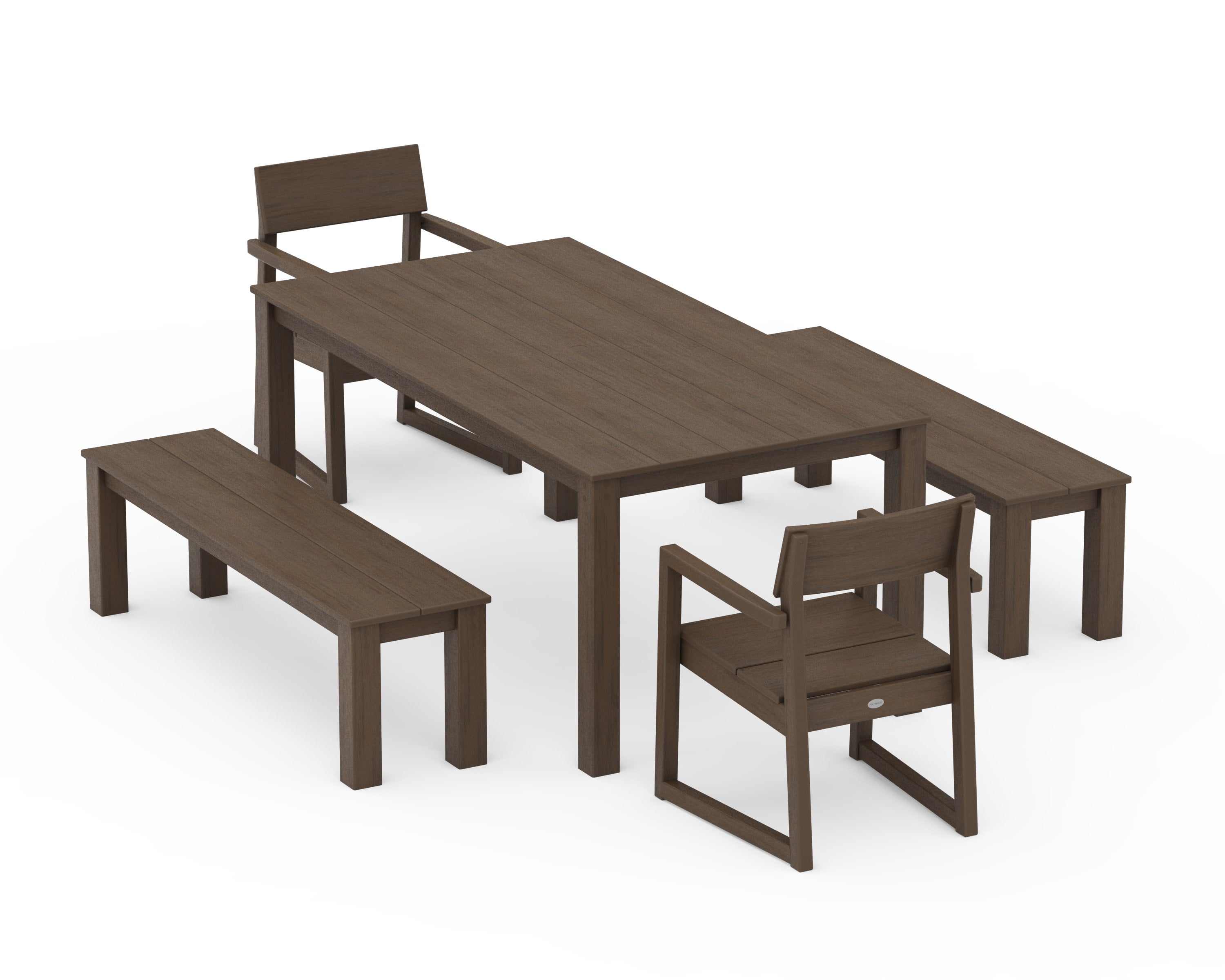 EDGE 5-Piece Parsons Dining Set with Benches in Kona