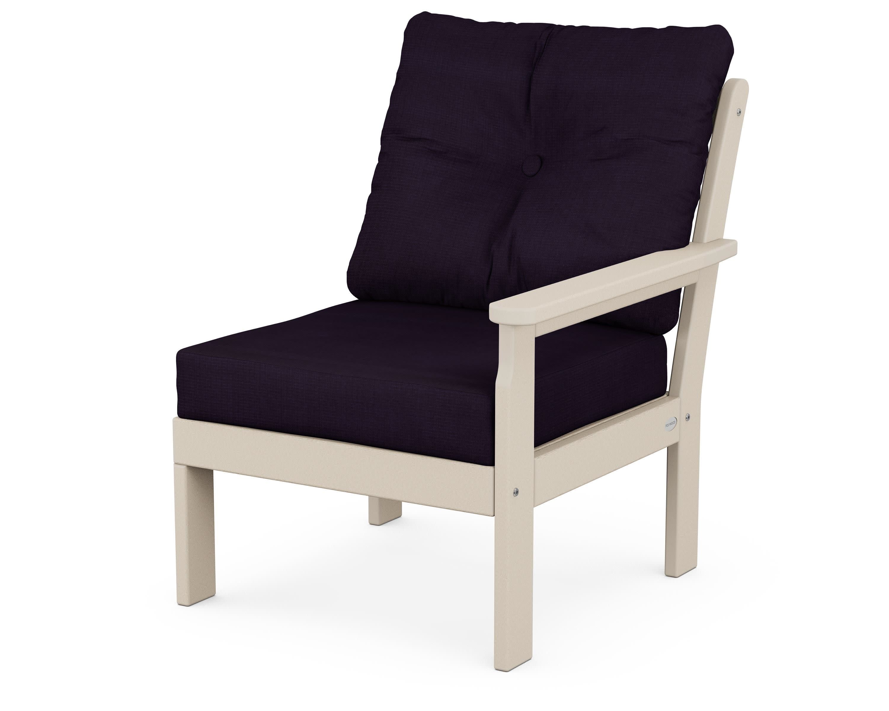 Vineyard Modular Right Arm Chair in Sand / Navy Linen