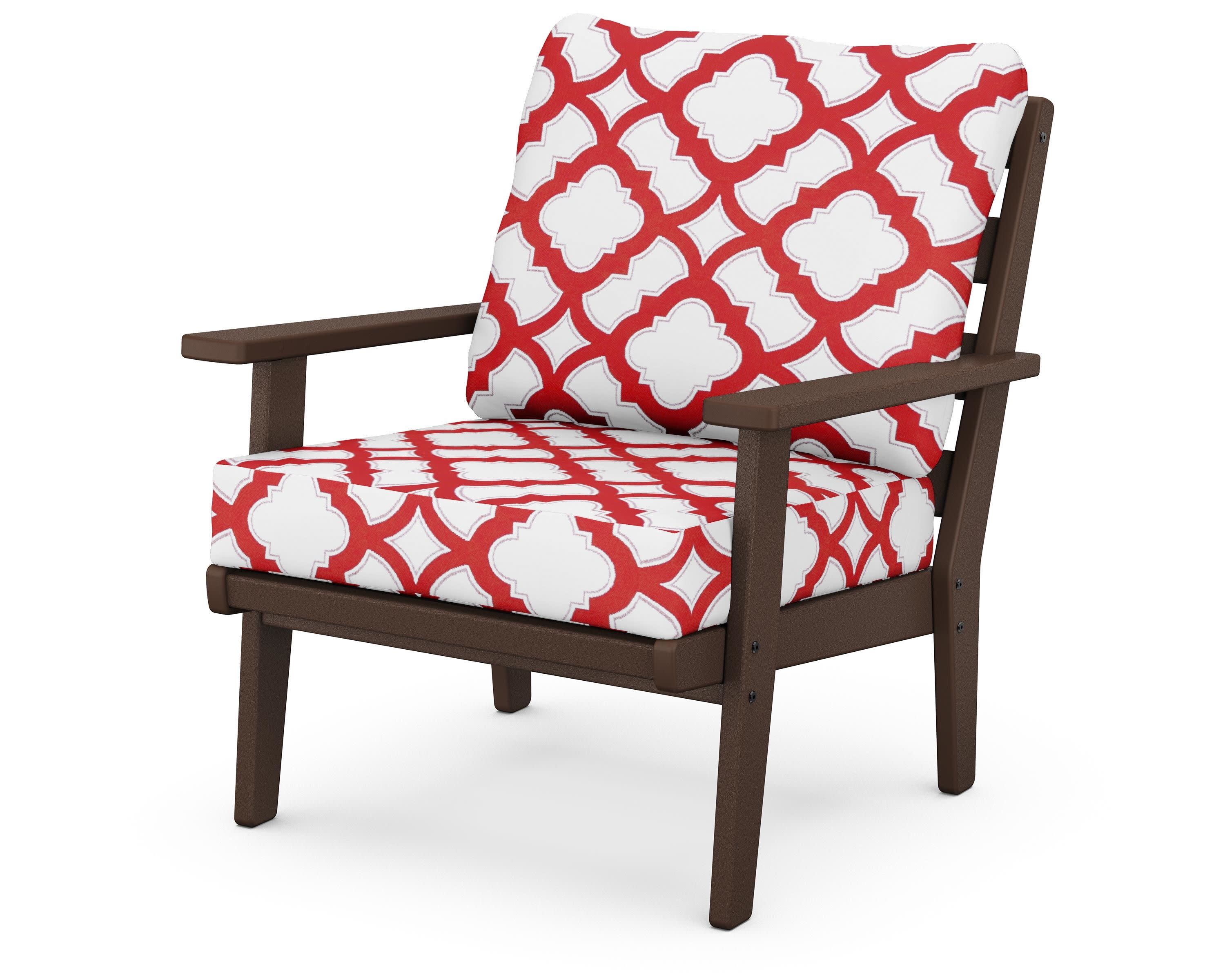 Grant Park Deep Seating Chair in Mahogany / Trellis Crimson