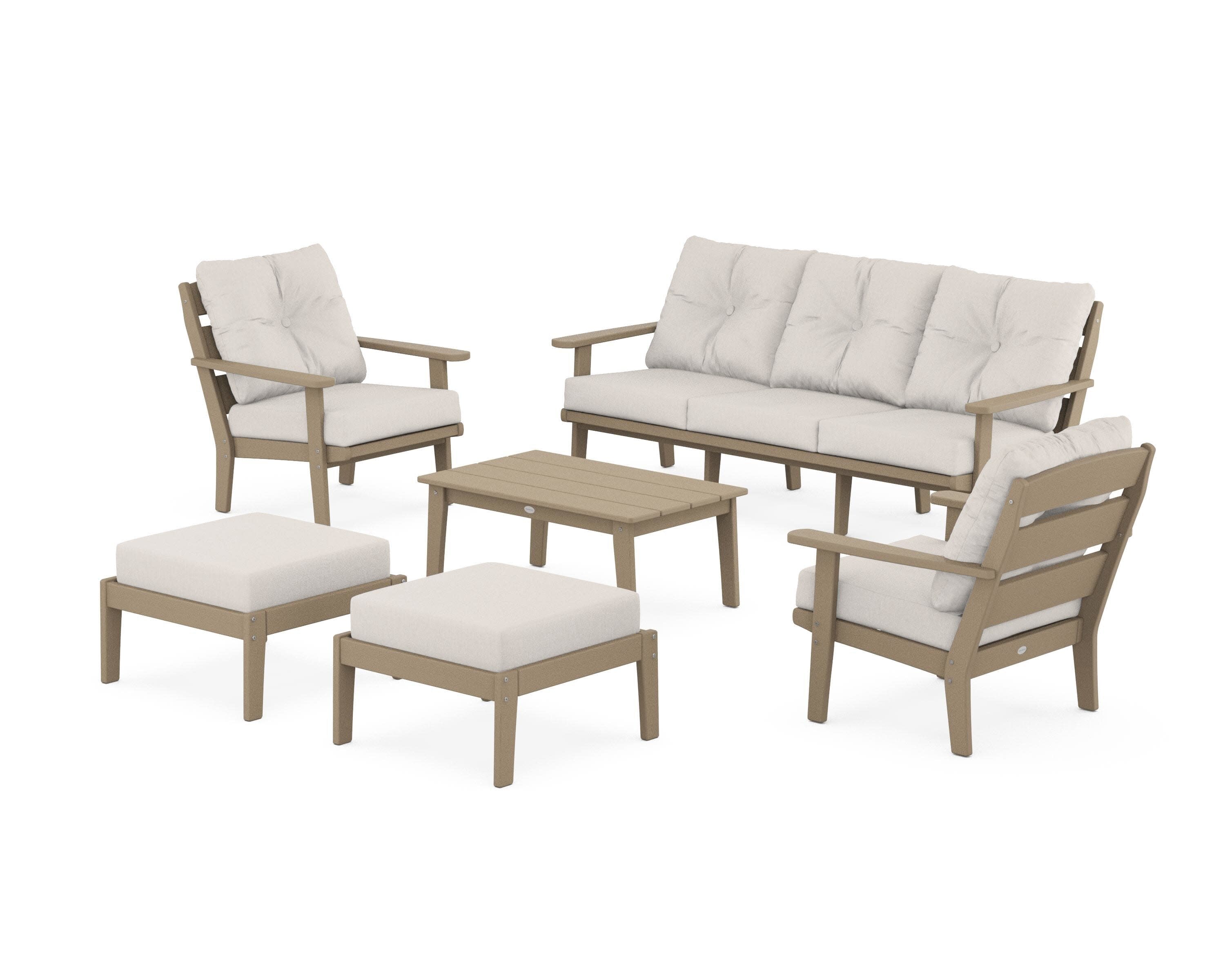 Lakeside 6-Piece Lounge Sofa Set in Vintage Sahara / Cast Ash