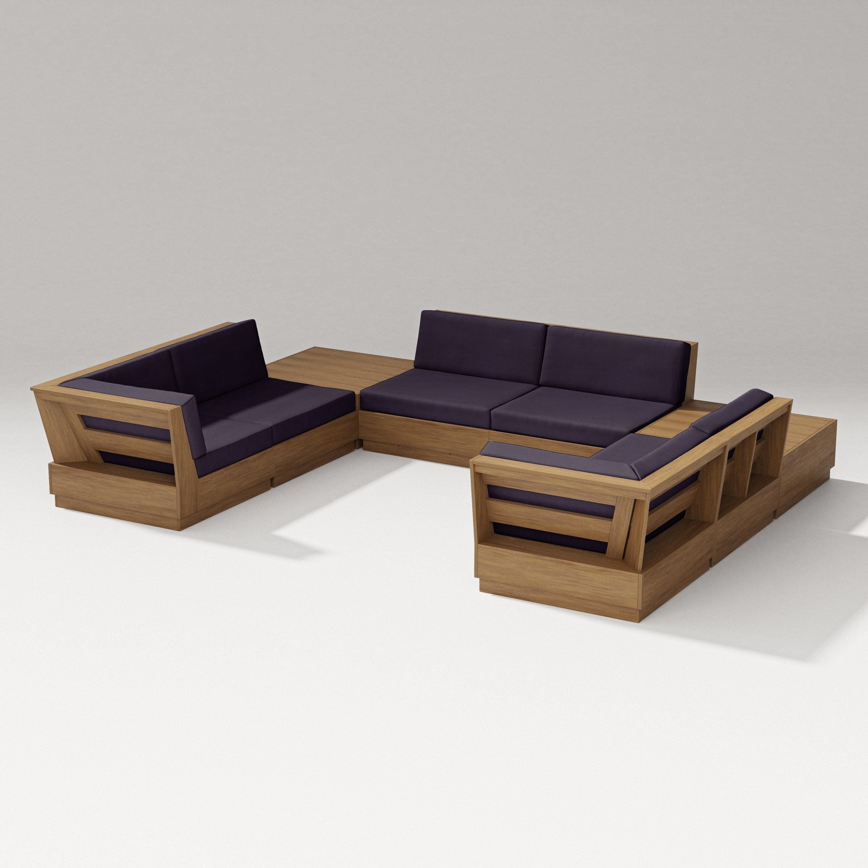 Elevate 8-Piece U-Shaped Sectional in Natural / Navy Linen
