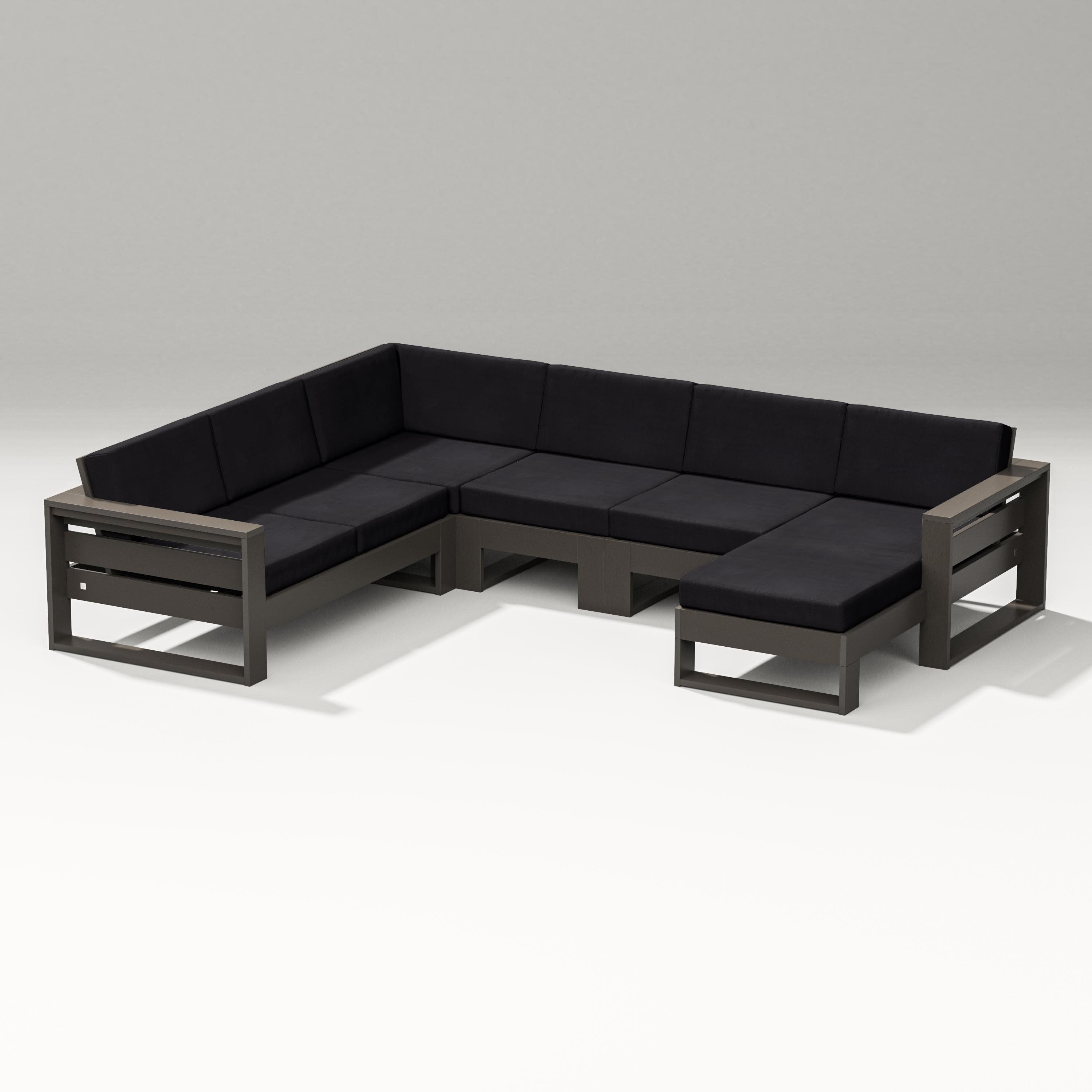 Latitude Corner Sectional with Right Chaise in Vintage Coffee / Midnight Linen