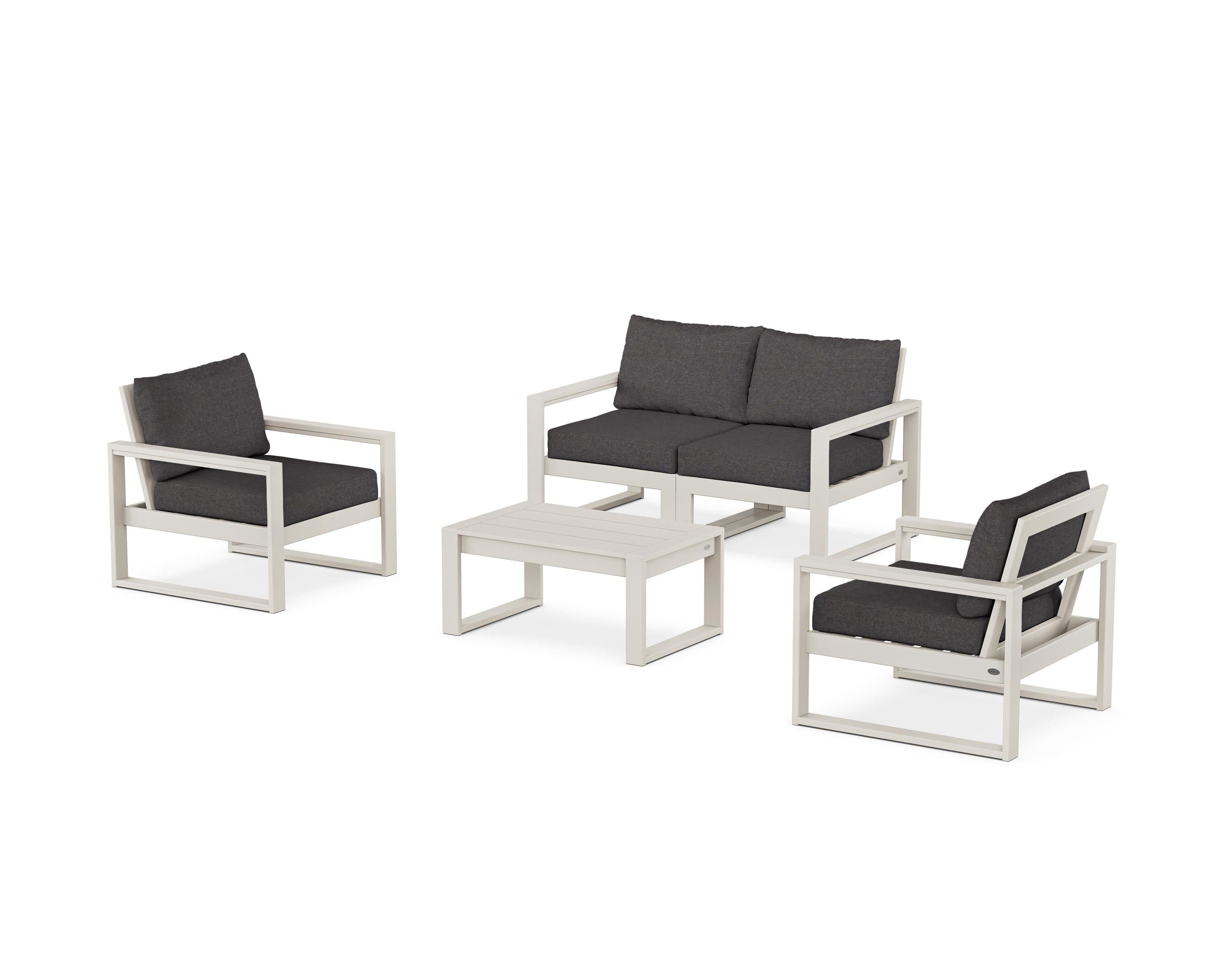 EDGE Sectional 4-Piece Deep Seating Set with Loveseat in Sand / Ash Charcoal