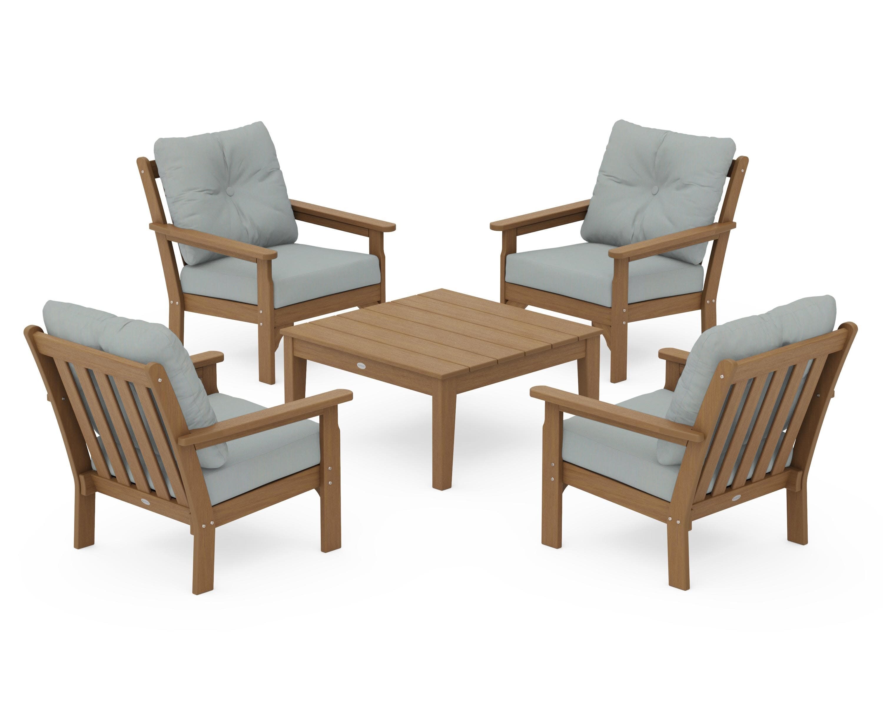 Vineyard 5-Piece Deep Seating Conversation Set in Natural / Spa
