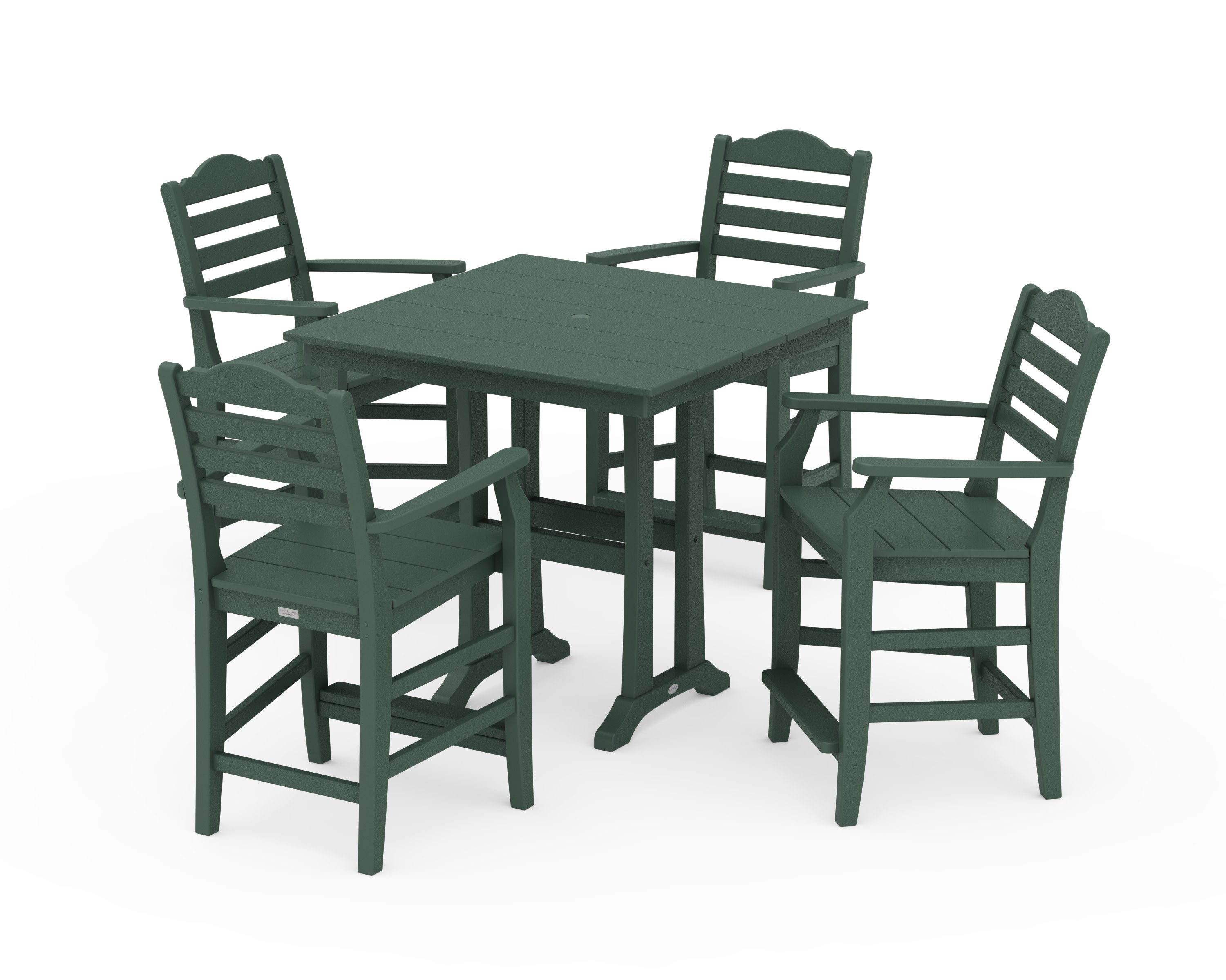 Savannah 5-Piece Farmhouse Counter Set with Trestle Legs in Green