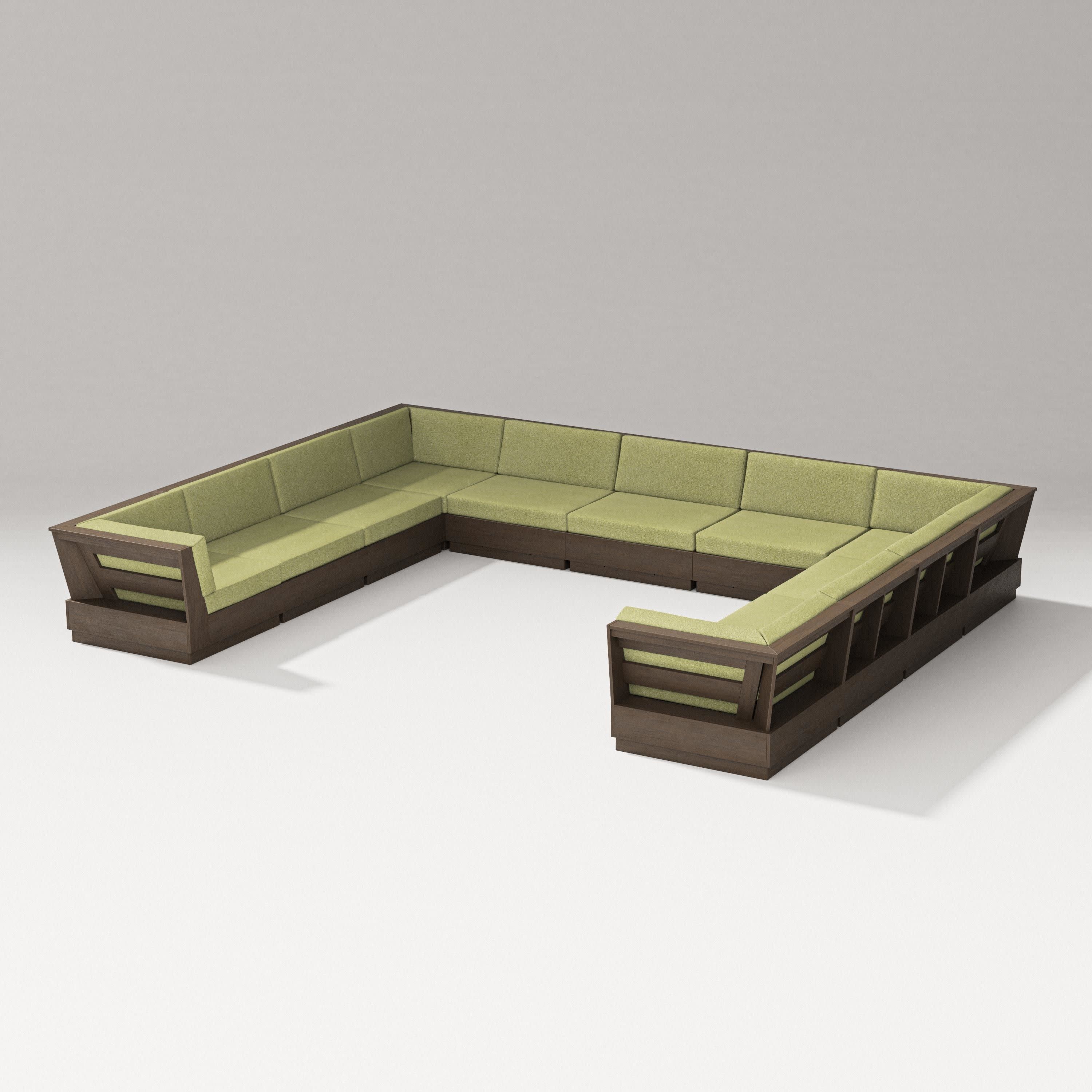 Elevate Large U-Shaped Sectional in Kona / Chartreuse Boucle