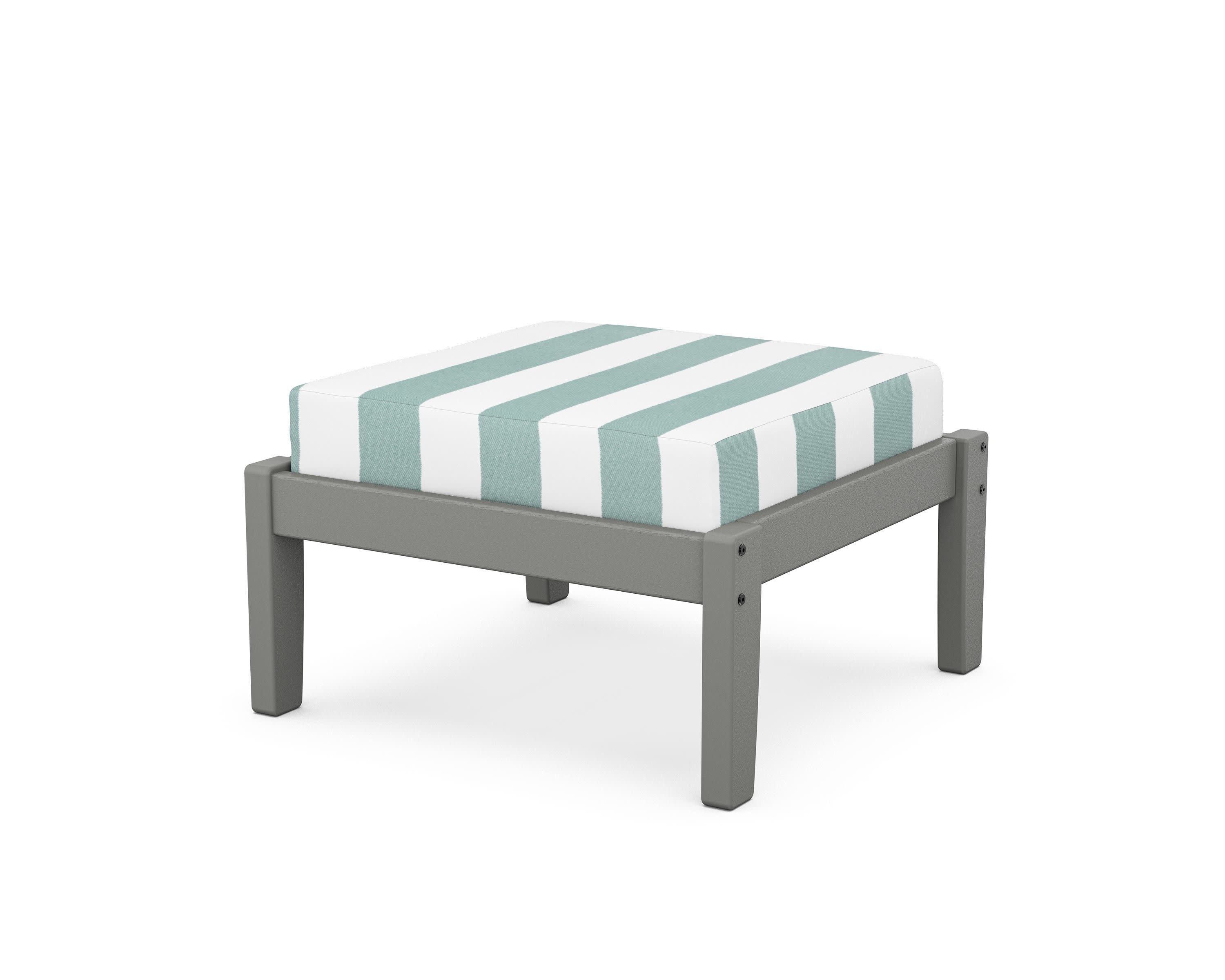 Deep Seating Ottoman in Slate Grey / Cabana Stripe Glacier Spa