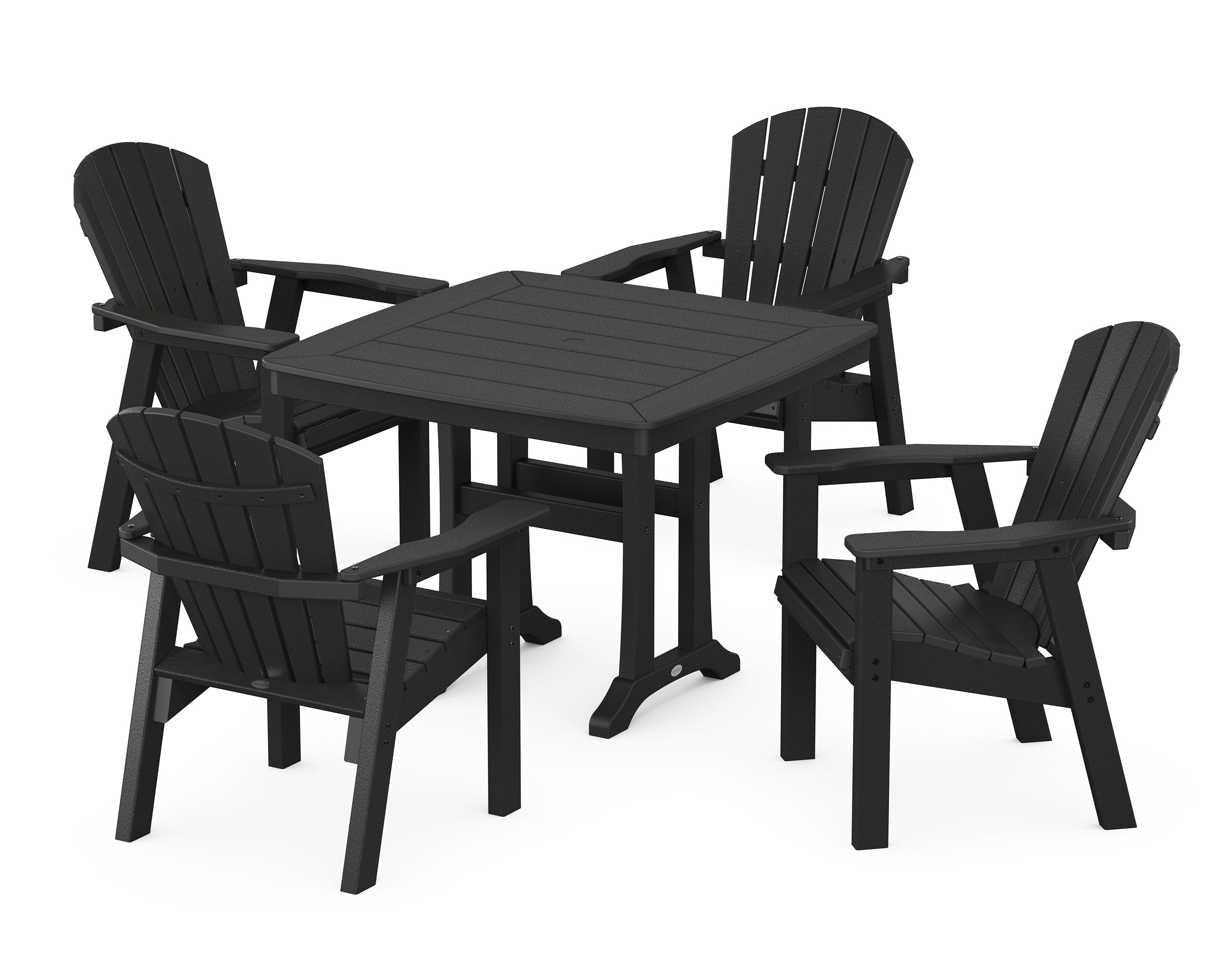 Seashell 5-Piece Dining Set with Trestle Legs in Black