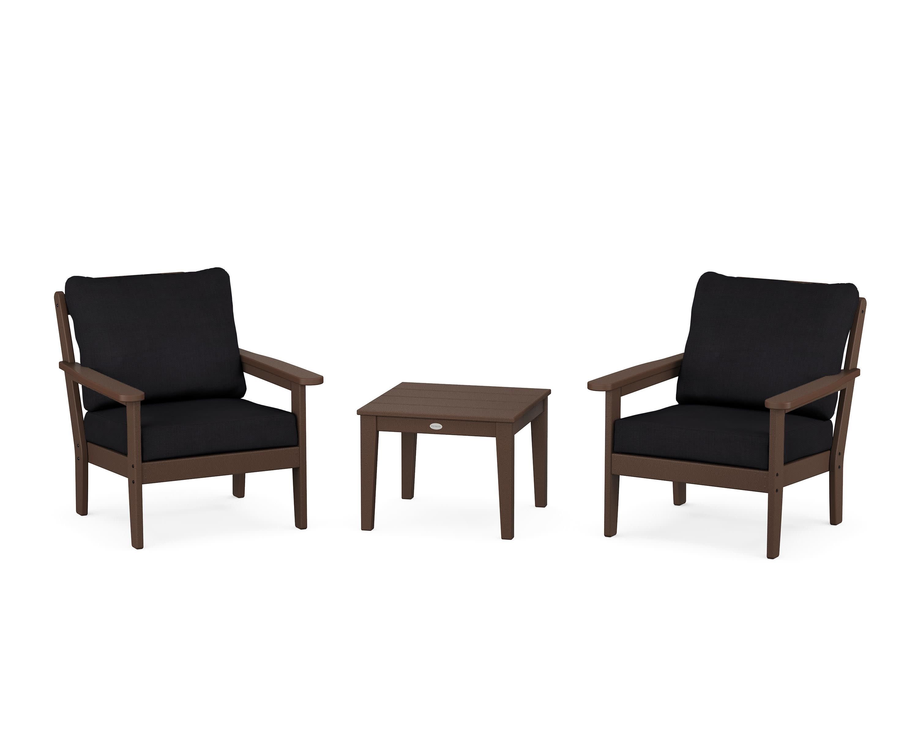 Cottage 3-Piece Deep Seating Set in Mahogany / Midnight Linen