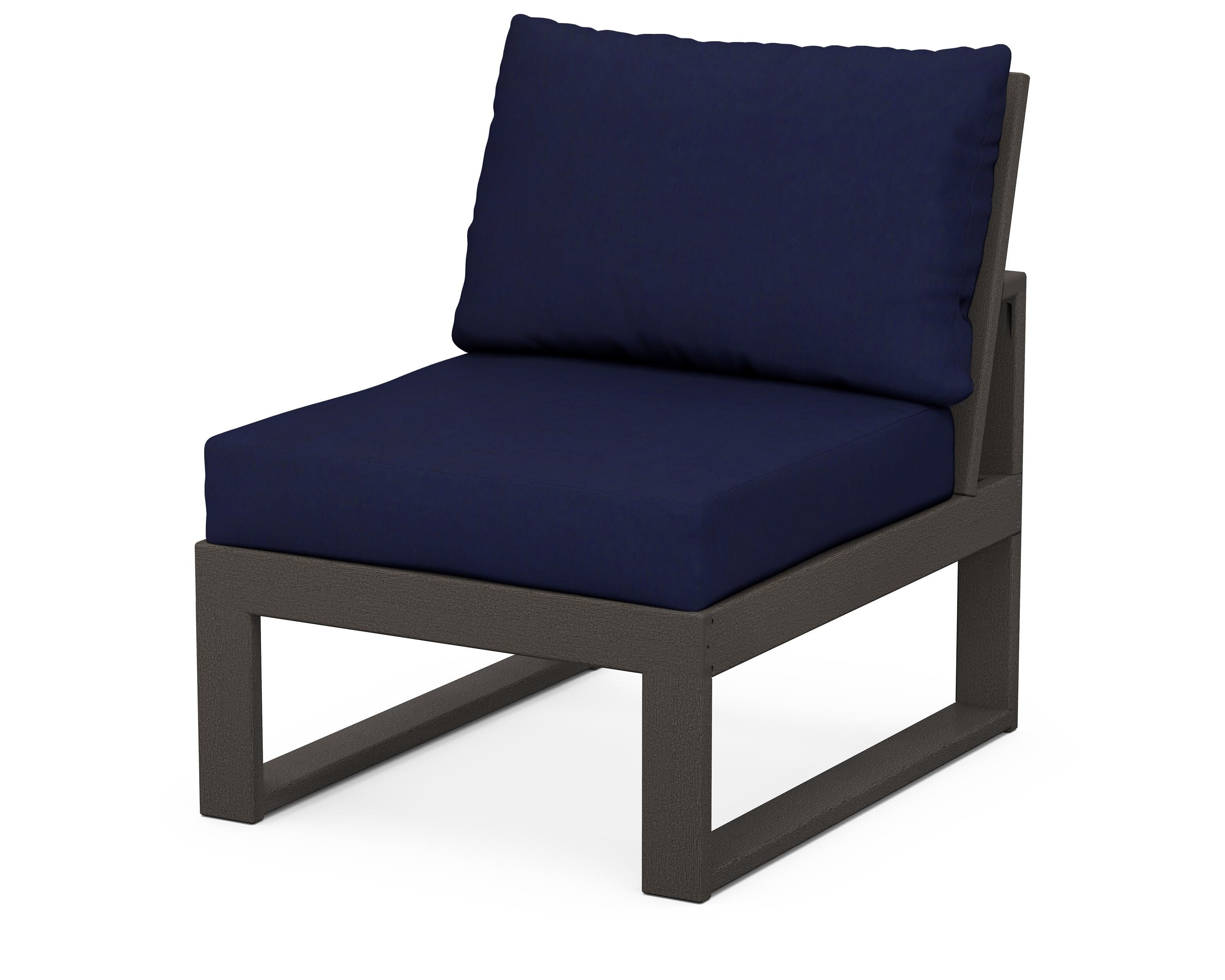 Modular Armless Chair in Vintage Coffee / Navy