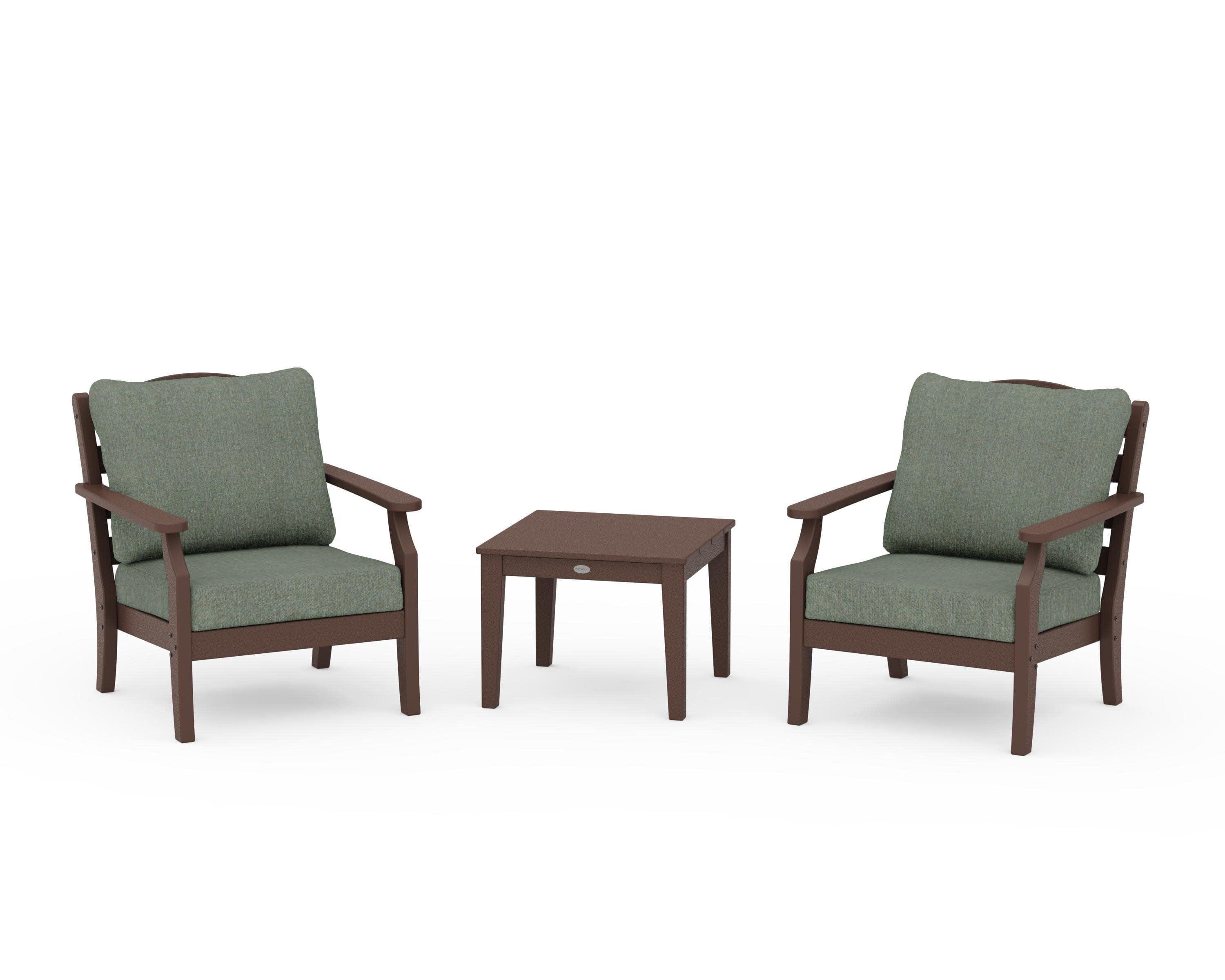 Savannah 3-Piece Deep Seating Set in Mahogany / Cast Sage