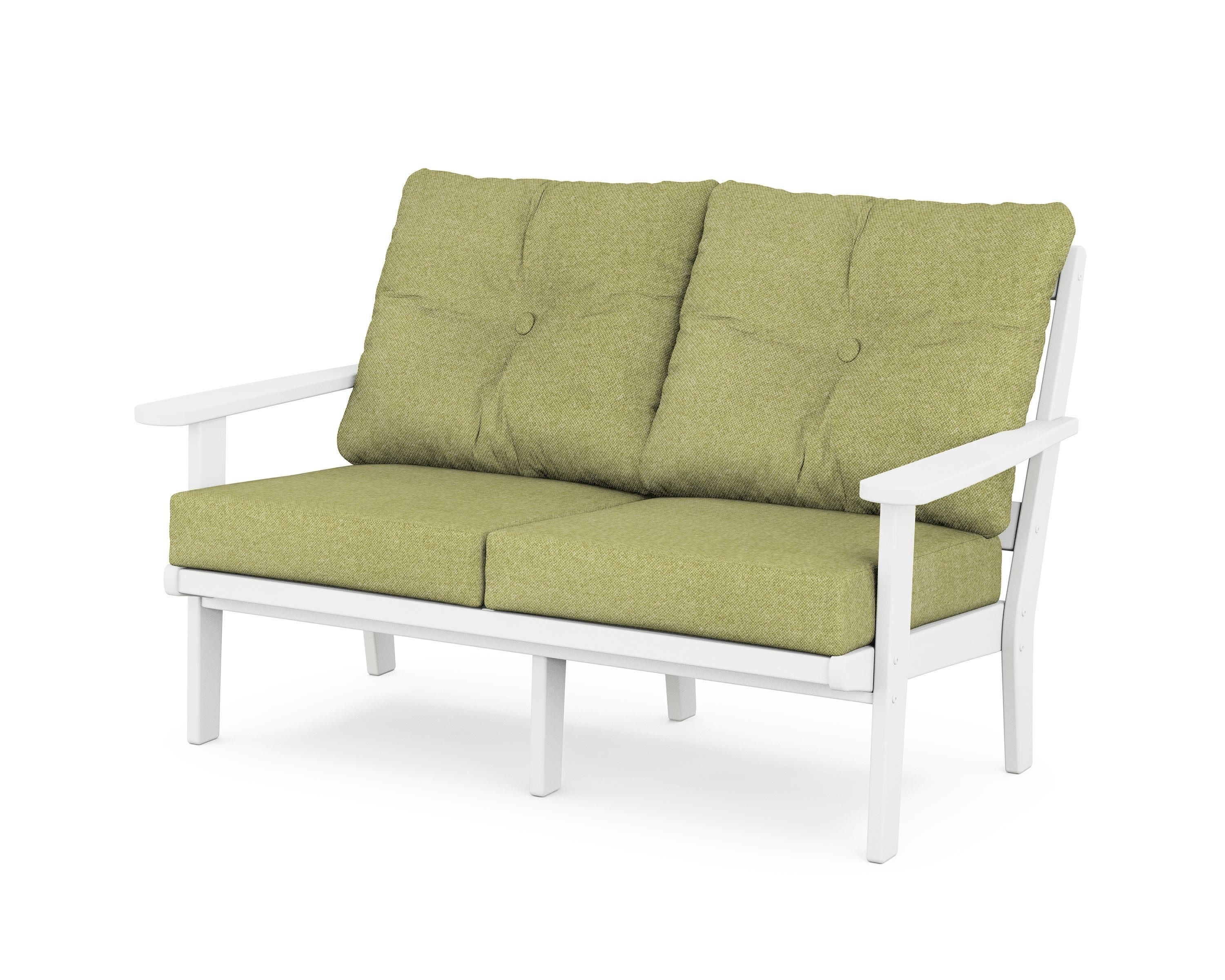 Mission Deep SeatingLoveseat in White / Chartreuse Boucle