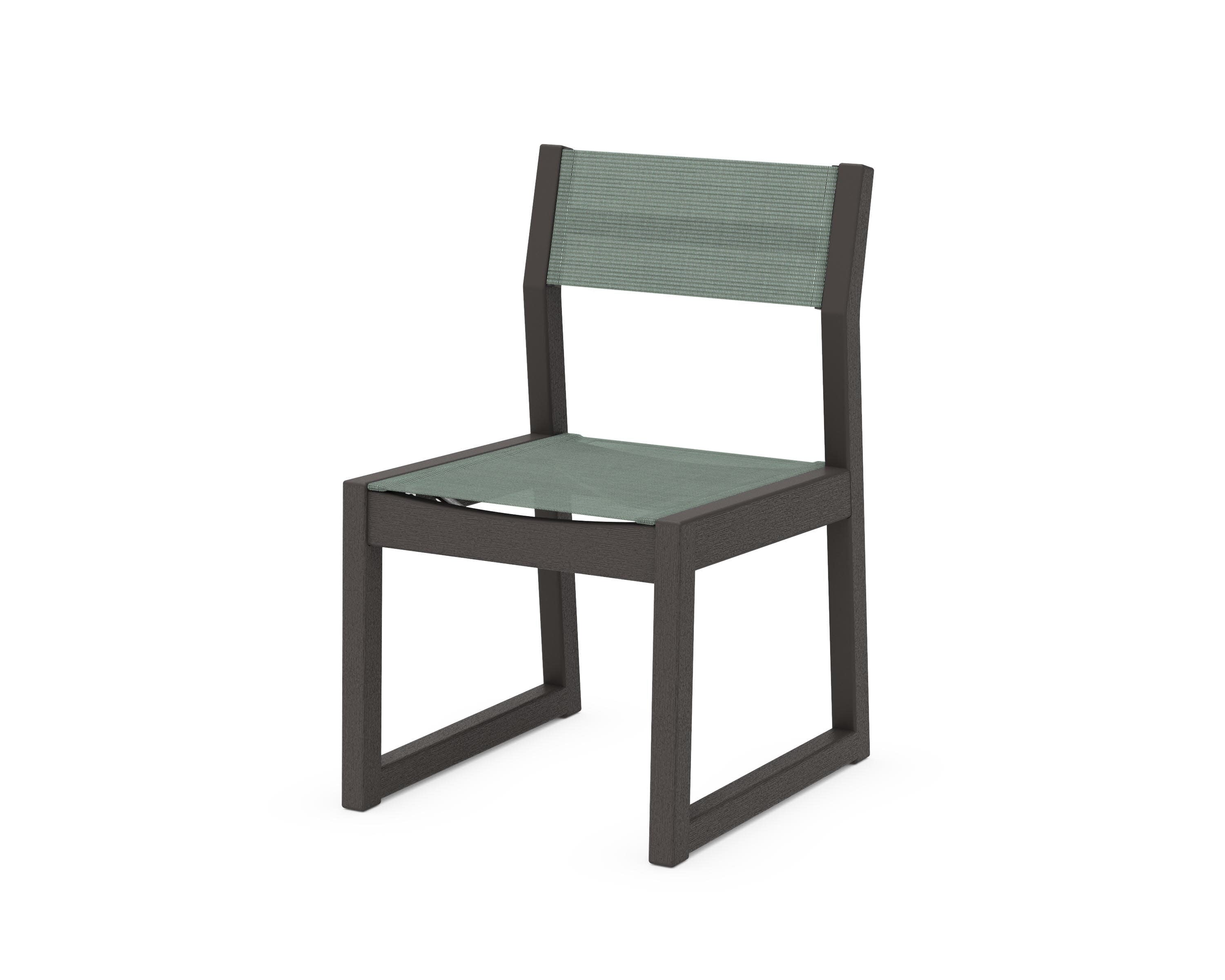 EDGE Sling Dining Side Chair in Vintage Coffee / Dupioni Sea Mist Sling