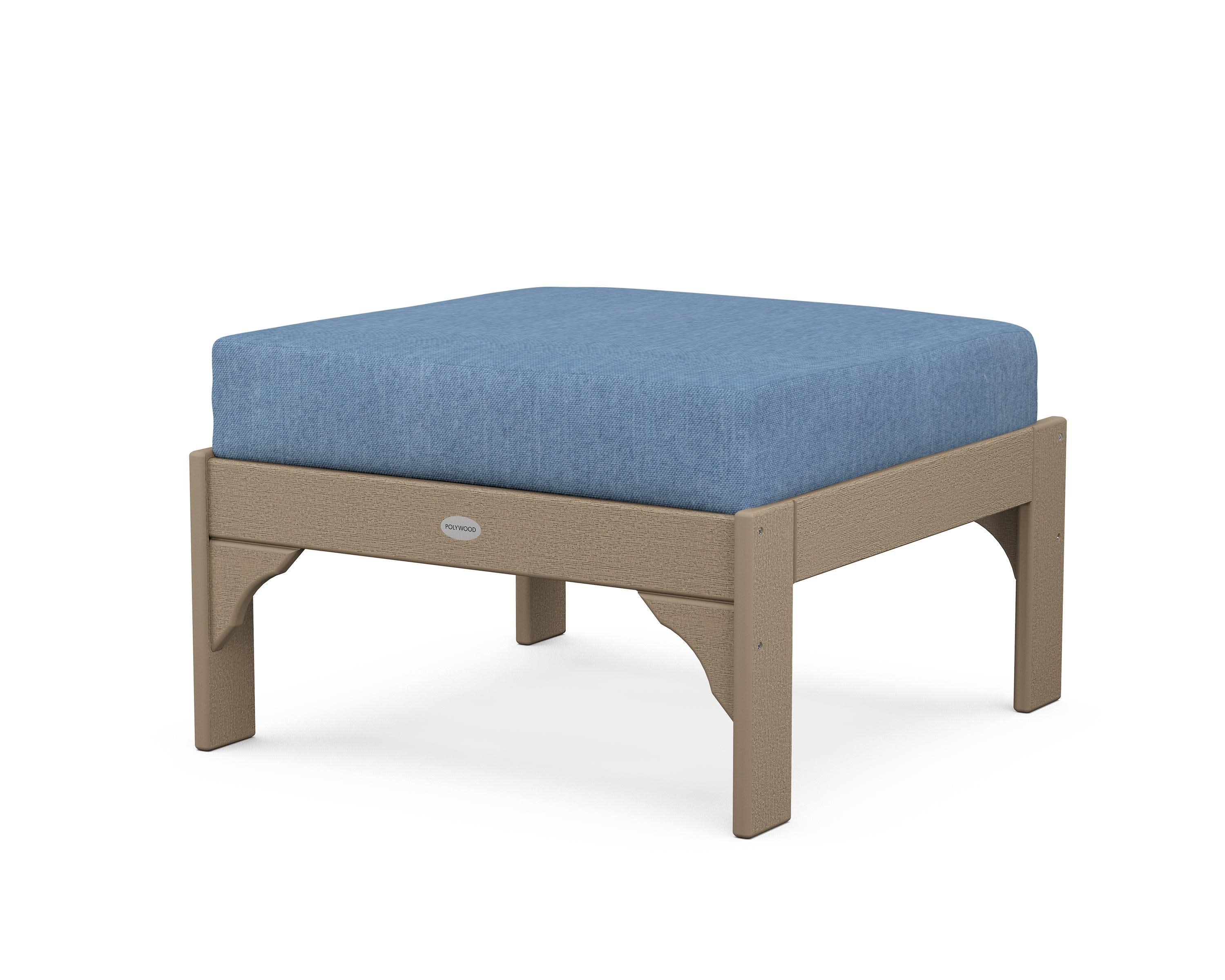 Vineyard Deep Seating Ottoman in Vintage Sahara / Sky Blue