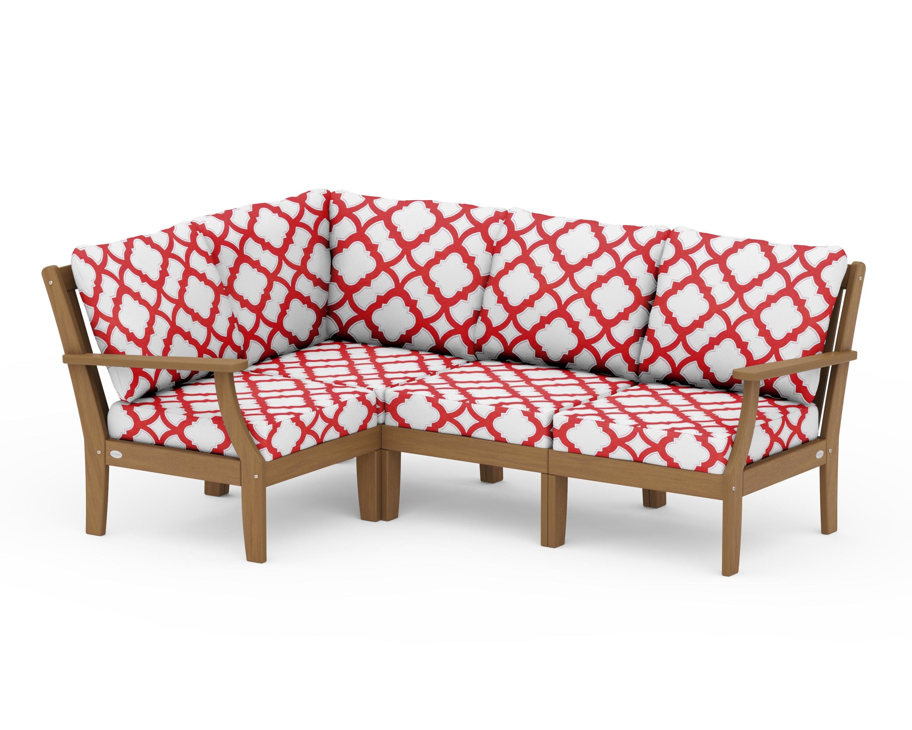 Braxton Modular 4-Piece Deep Seating Set in Natural / Trellis Crimson