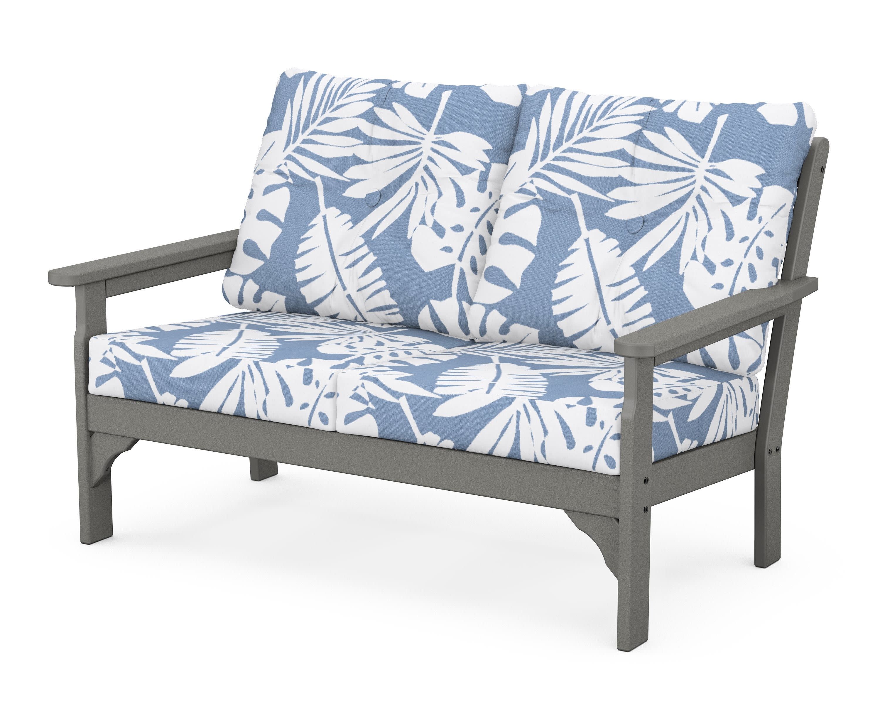 Vineyard Deep Seating Loveseat in Slate Grey / Leaf Sky Blue