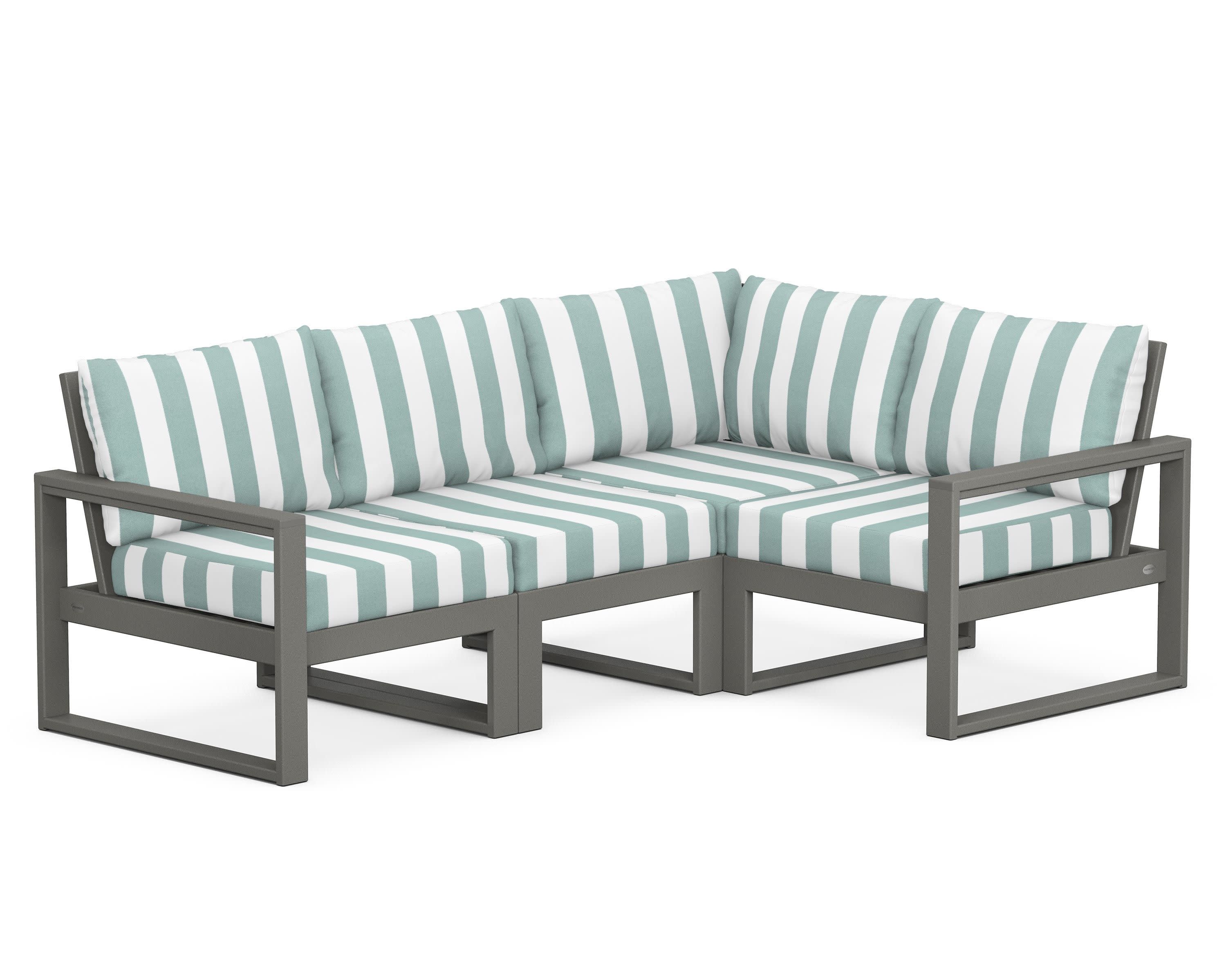 EDGE 4-Piece Modular Deep Seating Set in Slate Grey / Cabana Stripe Glacier Spa
