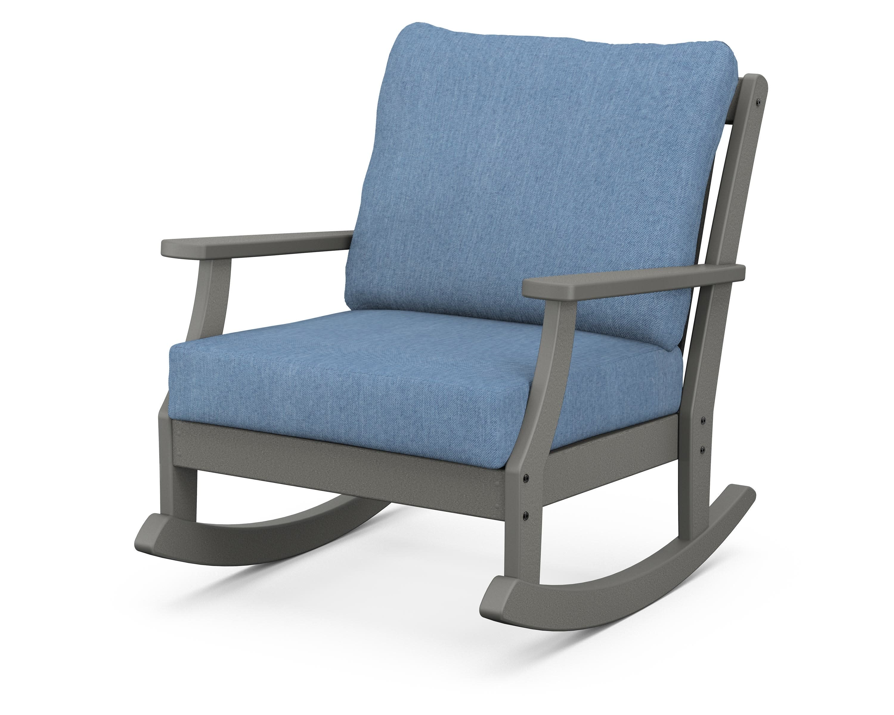 Braxton Deep Seating Rocking Chair in Slate Grey / Sky Blue