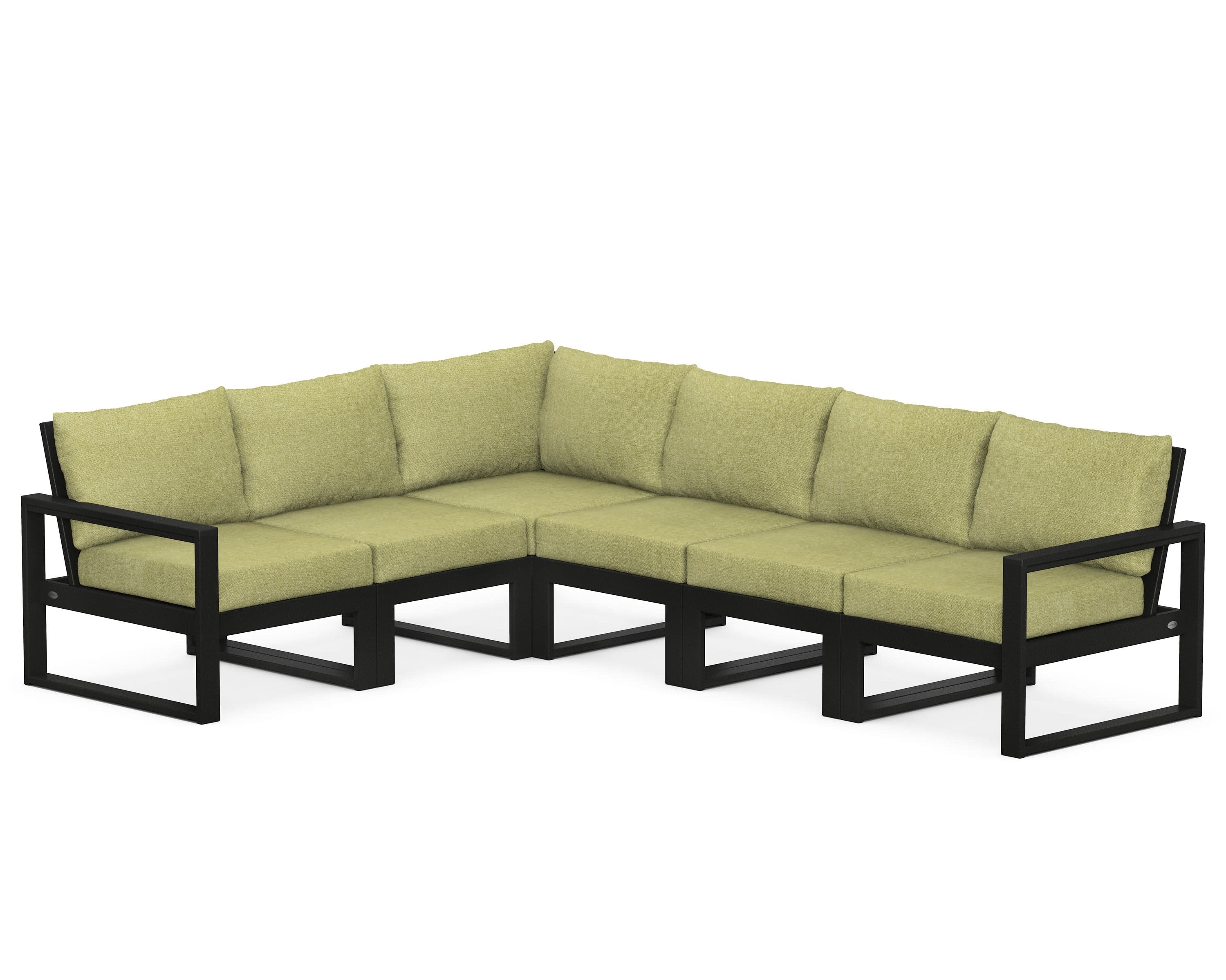 EDGE 6-Piece Modular Deep Seating Set in Black / Chartreuse Boucle