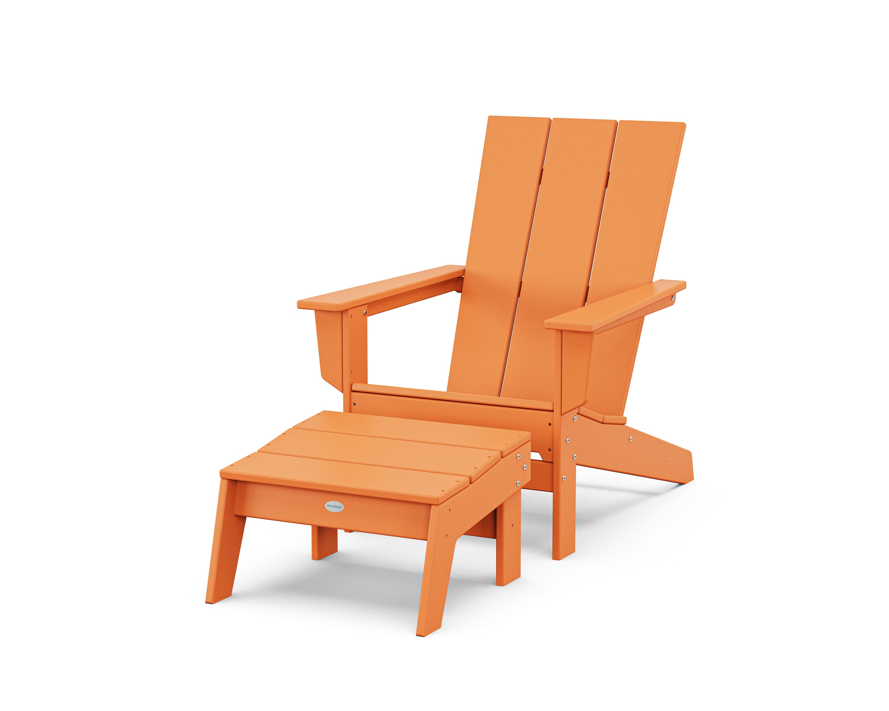 Modern Studio Adirondack Chair with Ottoman in Tangerine