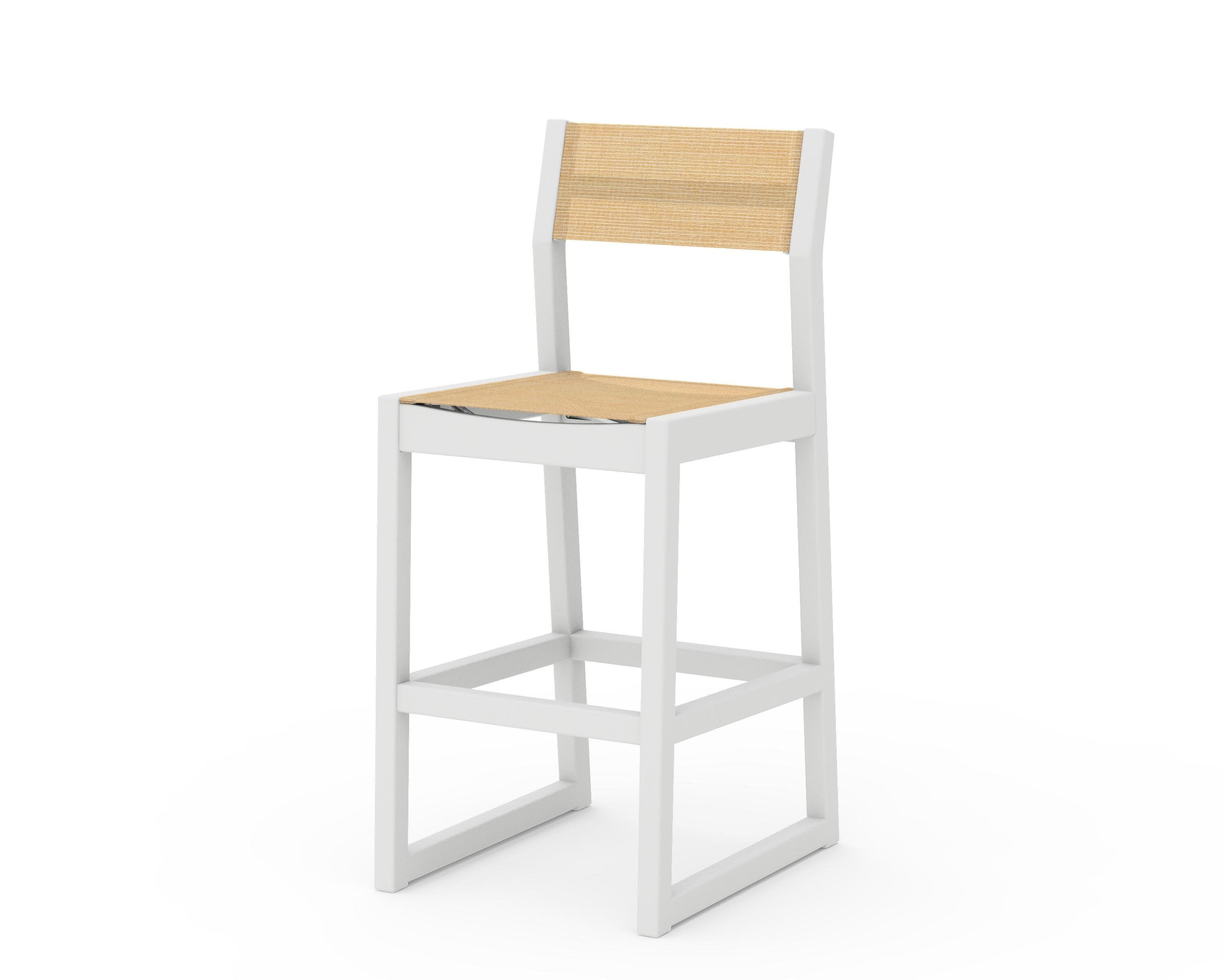 EDGE Sling Bar Side Chair in White / Dupioni Apricot Sling